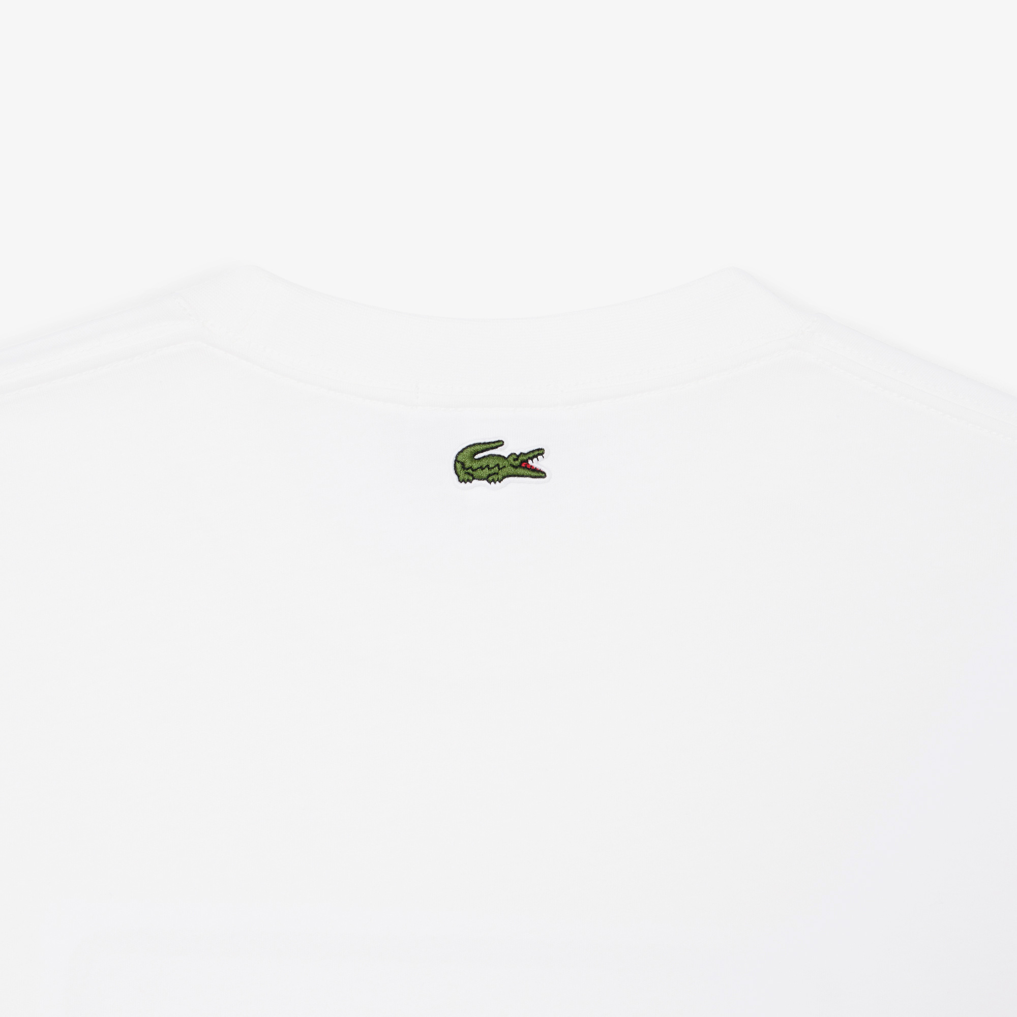Lacoste Unisex Classic Fit Bisiklet Yaka Baskılı Beyaz T-Shirt görsel 7