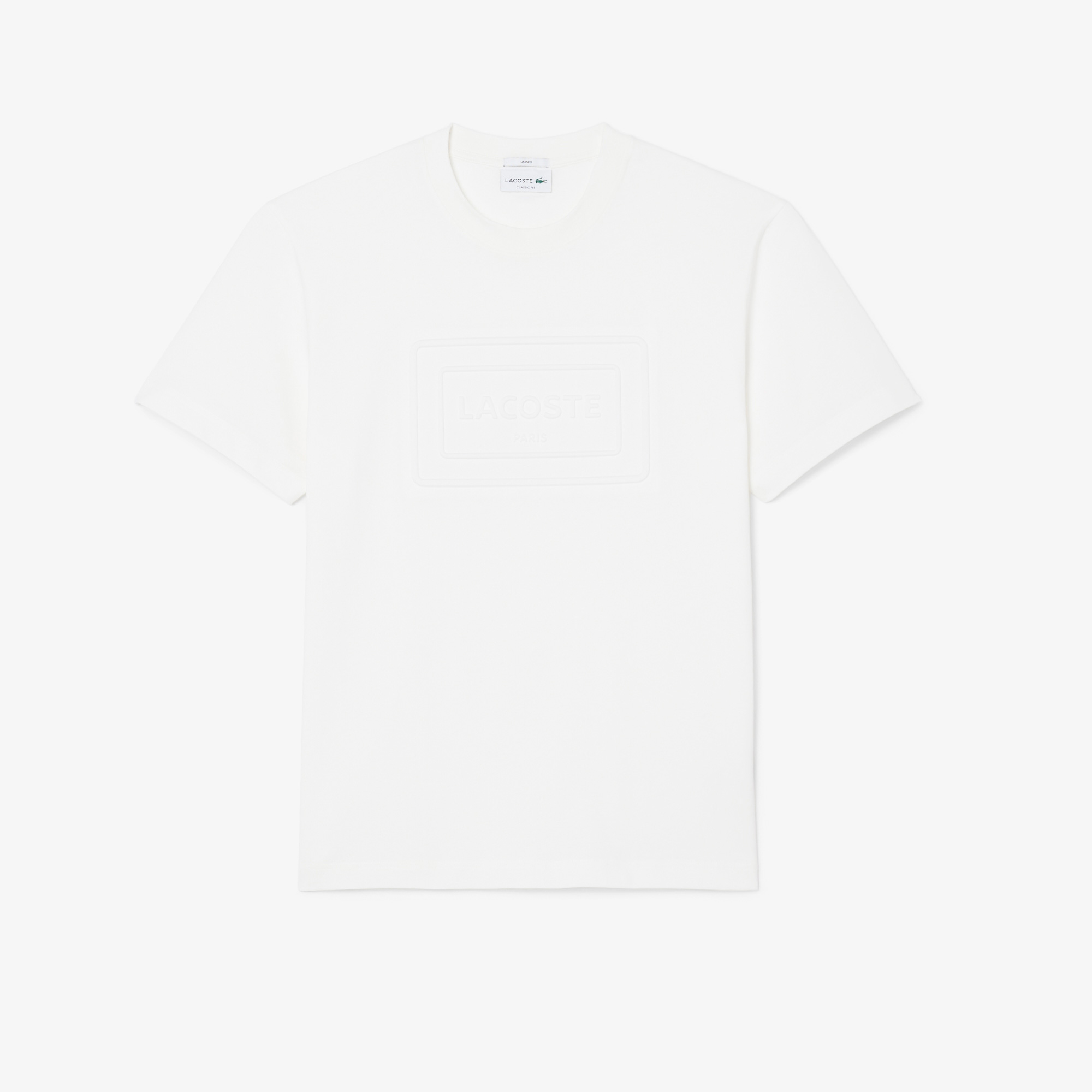 Lacoste Unisex Classic Fit Bisiklet Yaka Baskılı Beyaz T-Shirt görsel 5