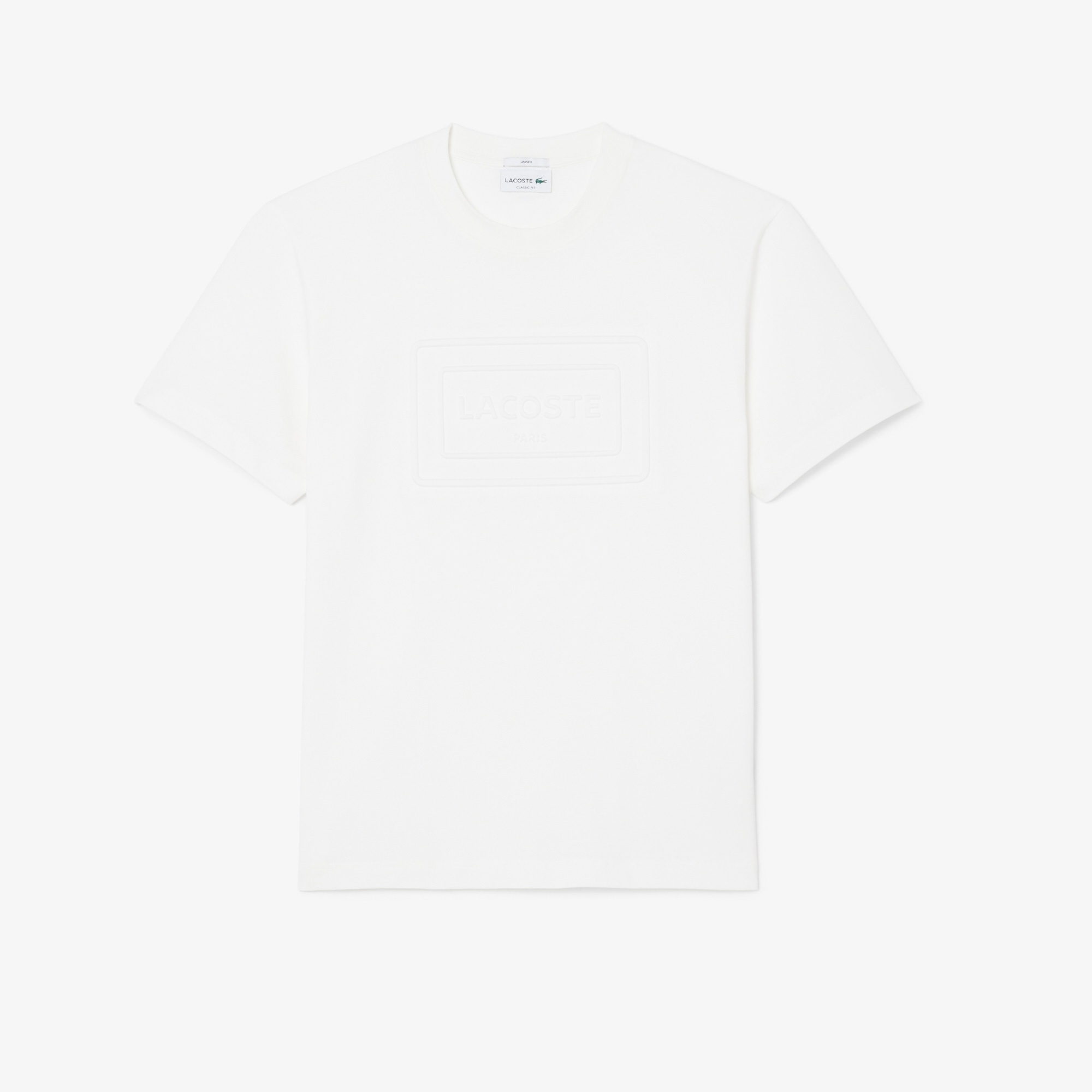 Unisex Classic Fit Bisiklet Yaka Baskılı Beyaz T-Shirt