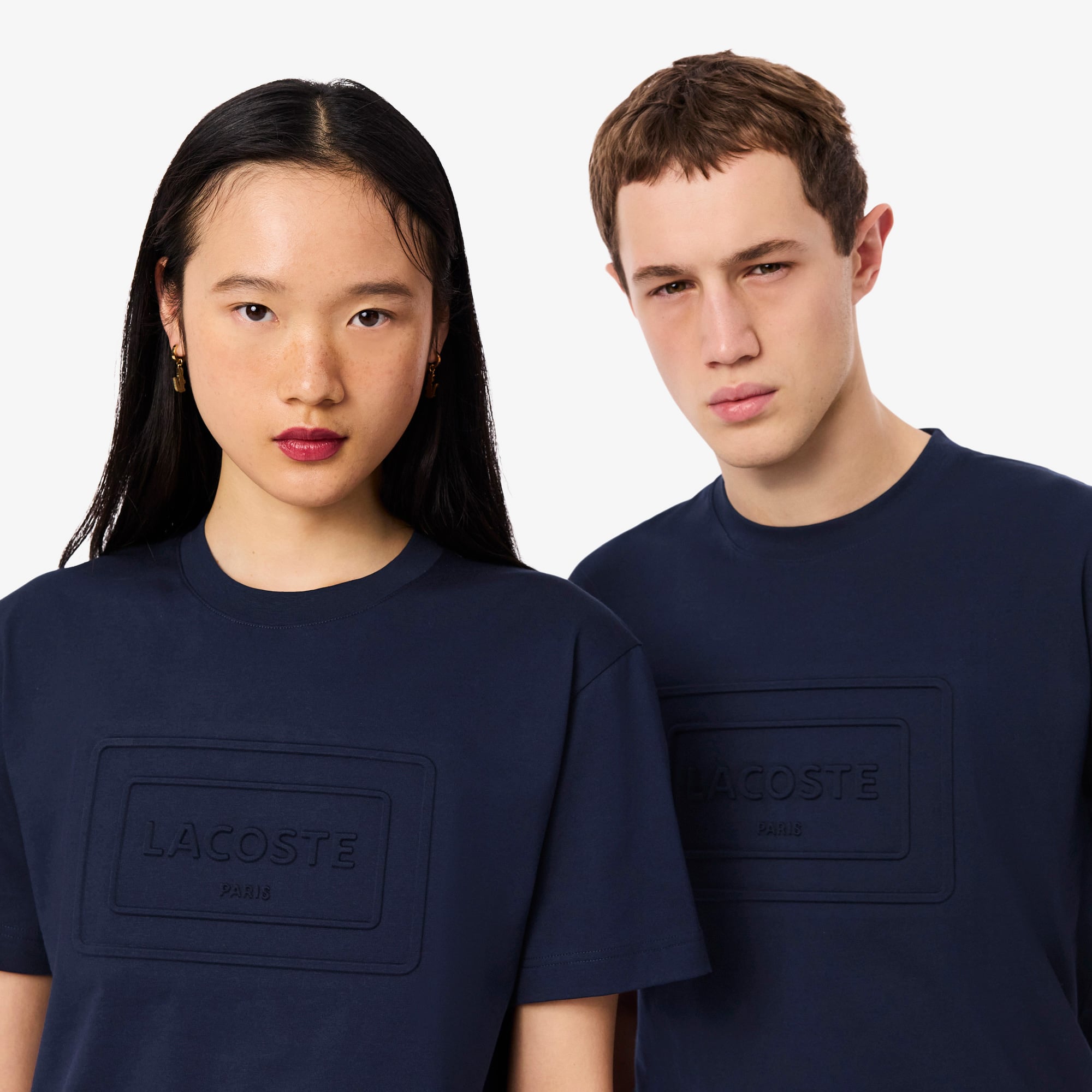 Lacoste Unisex Classic Fit Bisiklet Yaka Baskılı Lacivert T-Shirt görsel 2
