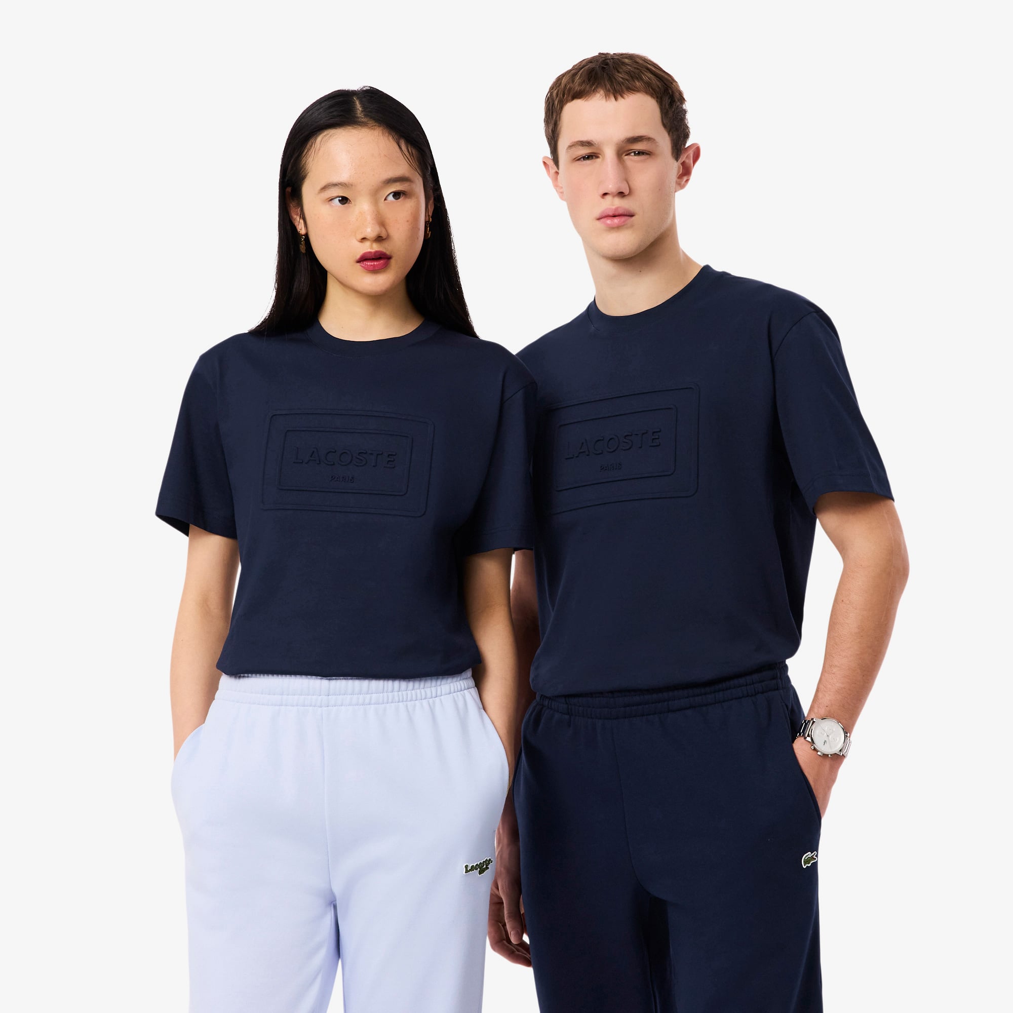 Lacoste Unisex Classic Fit Bisiklet Yaka Baskılı Lacivert T-Shirt