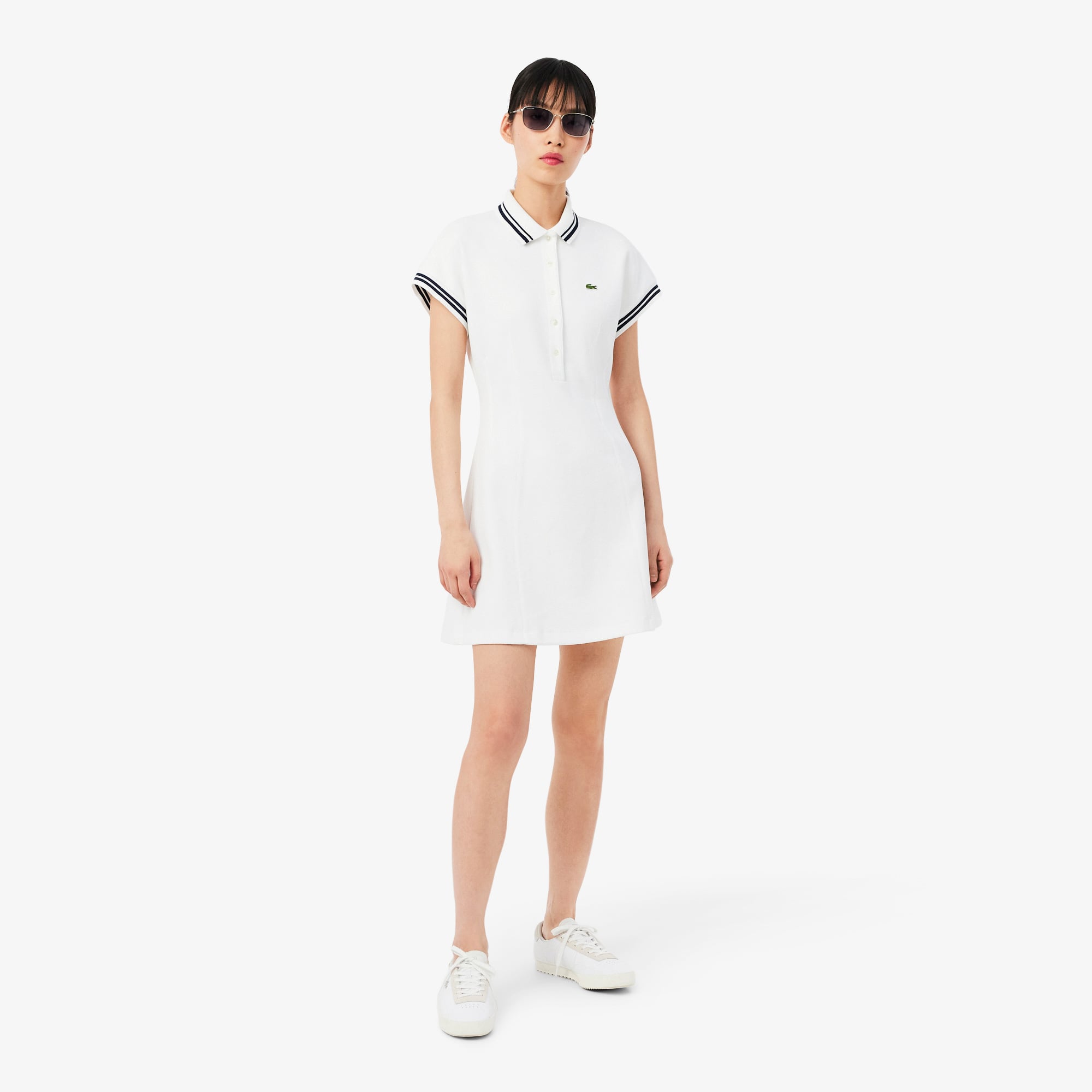 Lacoste Kadın Slim Fit Kısa Kollu Polo Yaka Beyaz Elbise