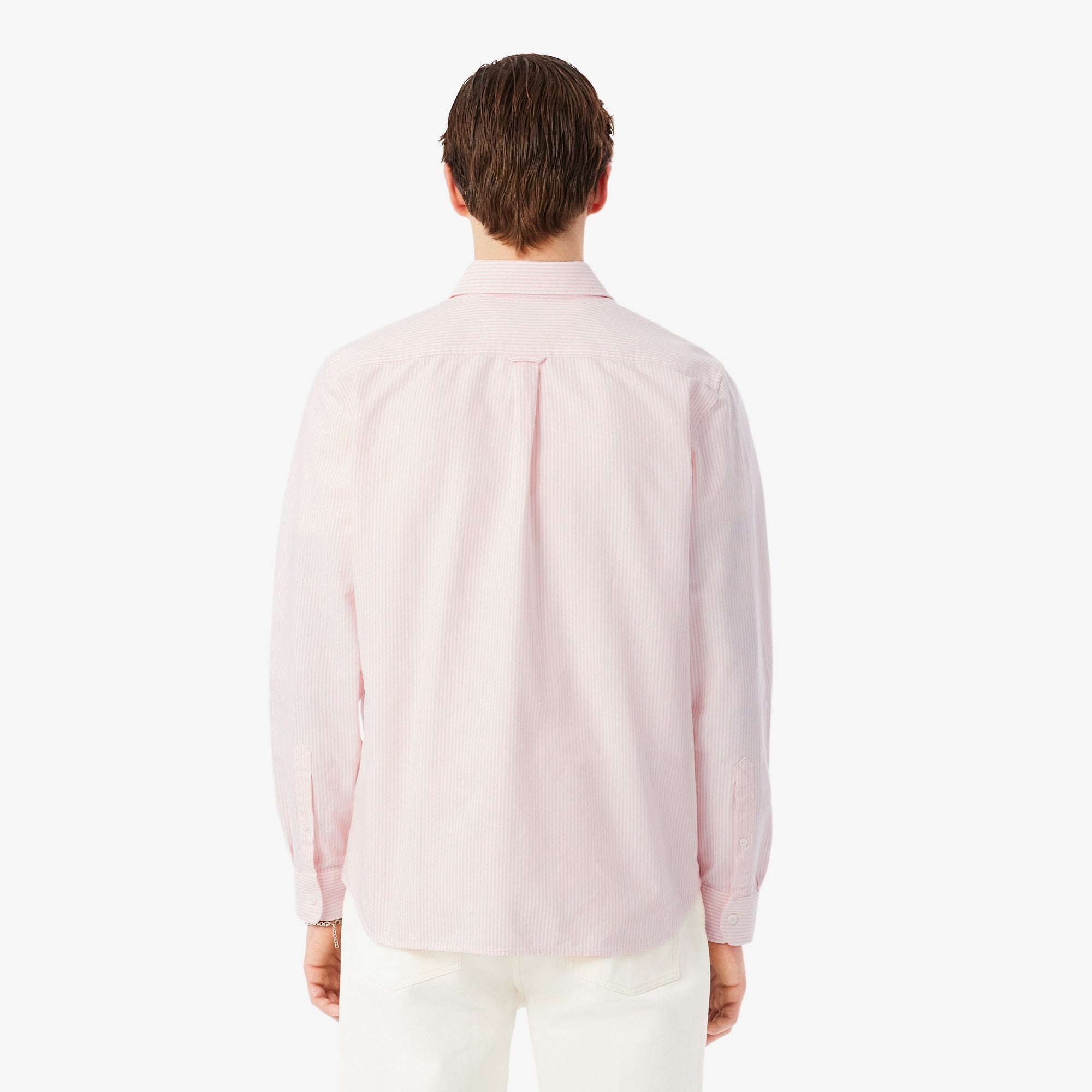 Erkek Regular Fit Çizgili Organik Pamuk Pembe Gömlek
