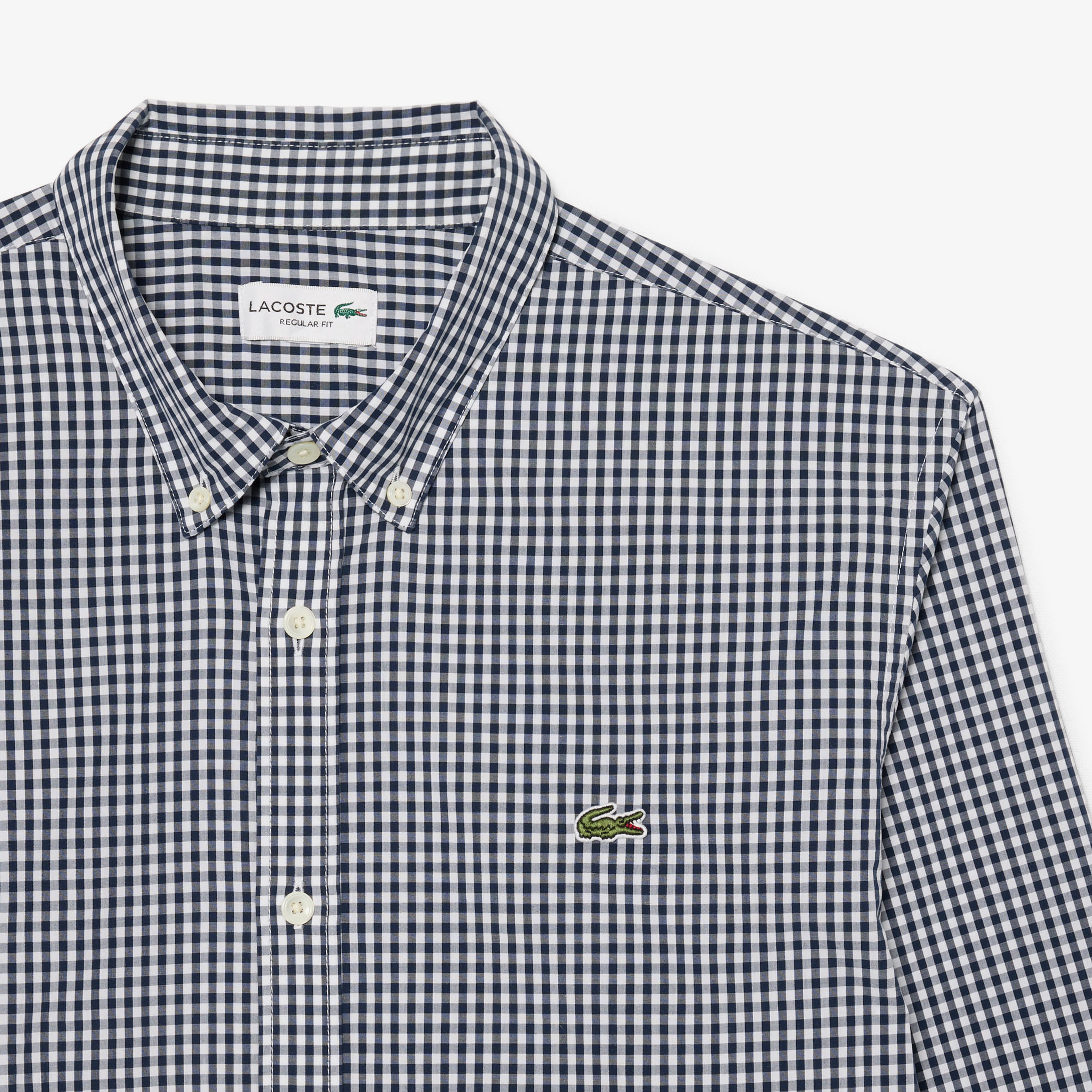 Erkek Regular Fit Düğmeli Yaka Ekose Lacivert Gömlek