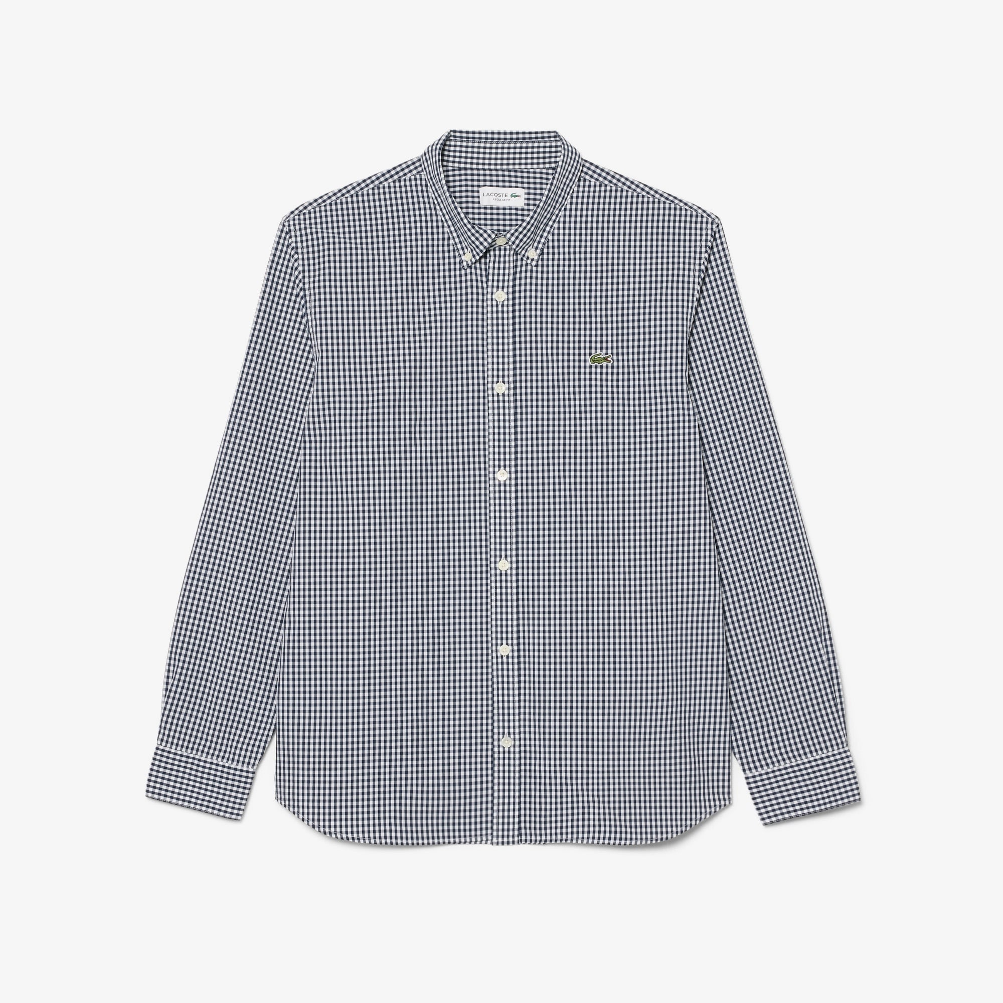 Erkek Regular Fit Düğmeli Yaka Ekose Lacivert Gömlek