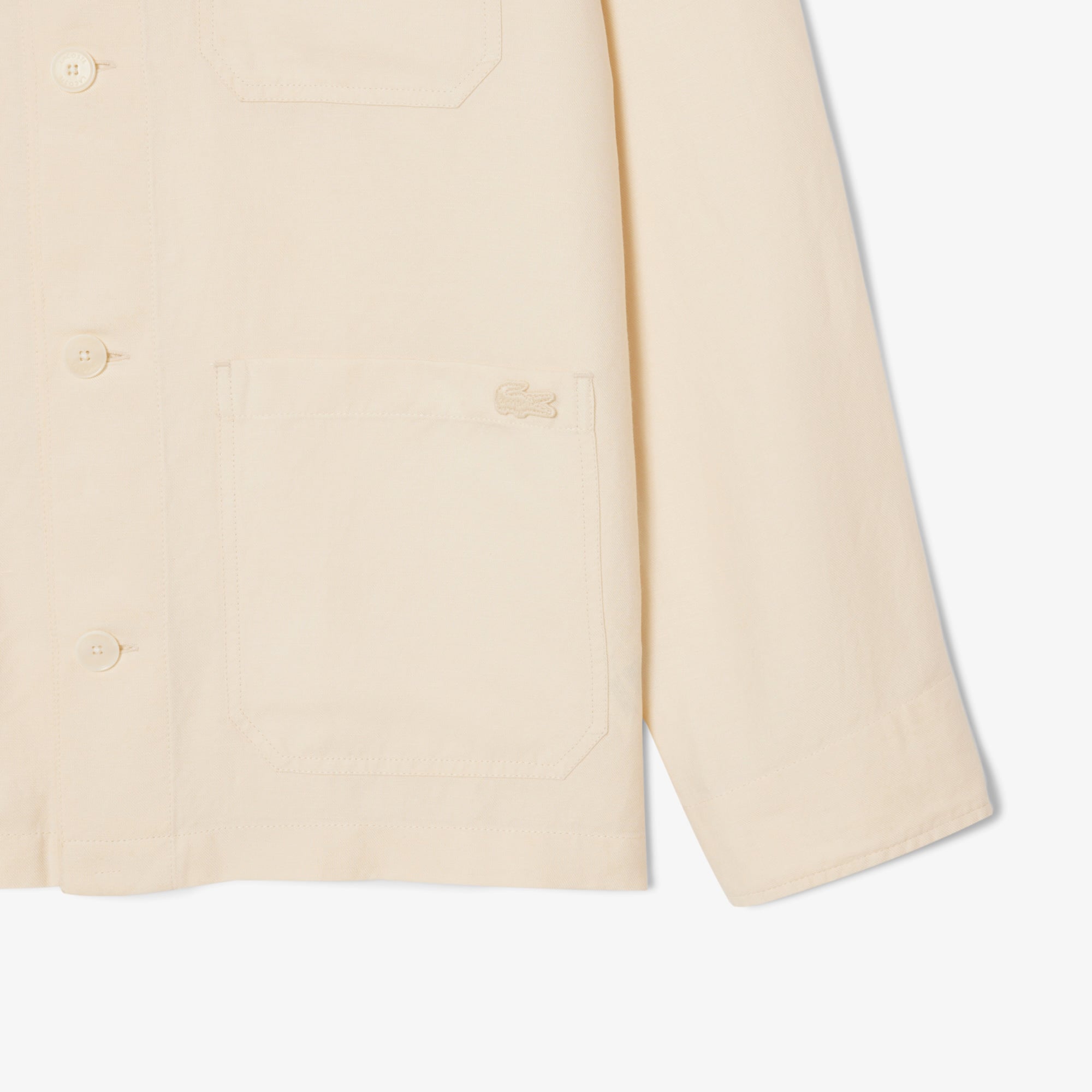 Lacoste Erkek Relaxed Fit Keten Bej Dış Gömlek görsel 8