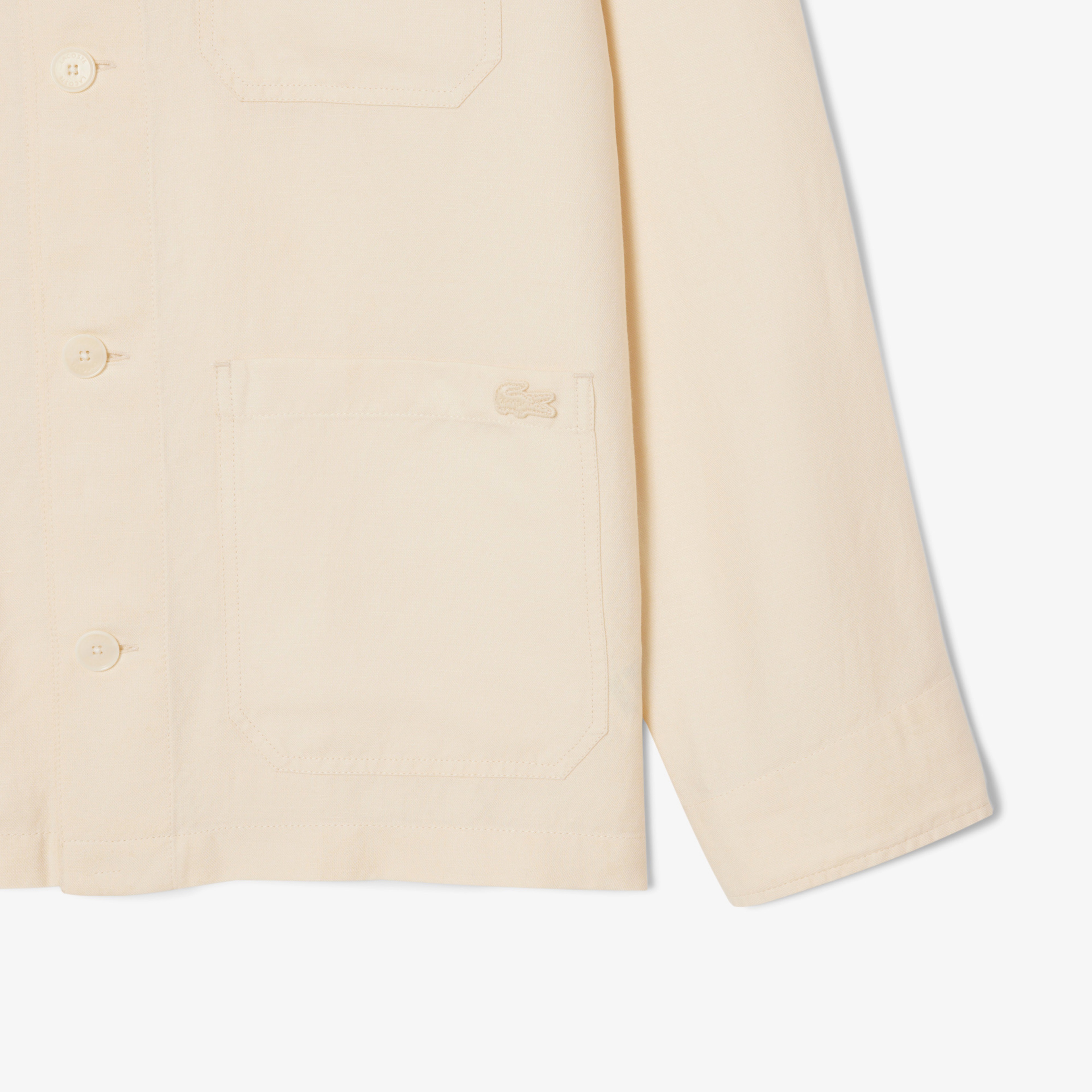 Erkek Relaxed Fit Keten Bej Dış Gömlek