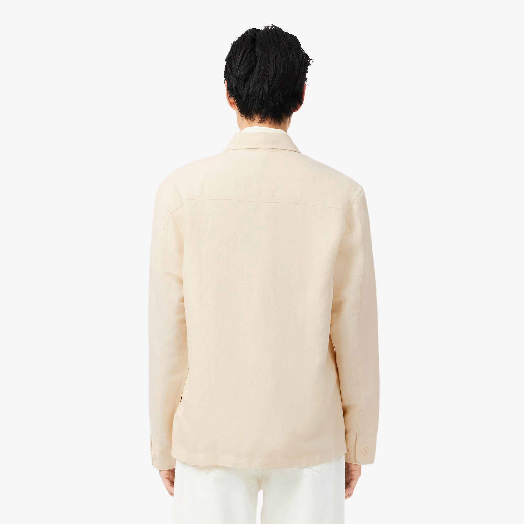 Lacoste Erkek Relaxed Fit Keten Bej Dış Gömlek görsel 3
