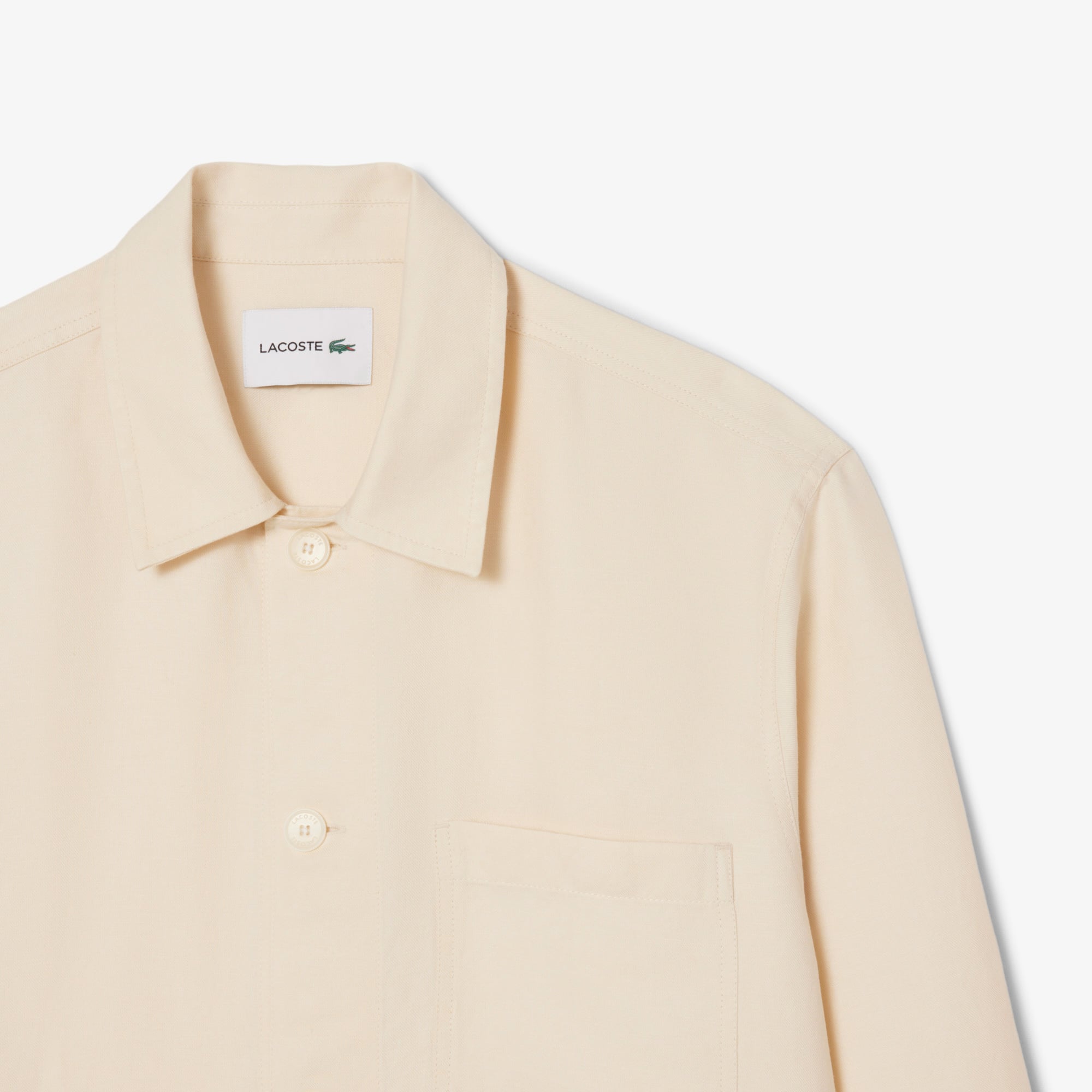 Lacoste Erkek Relaxed Fit Keten Bej Dış Gömlek görsel 6