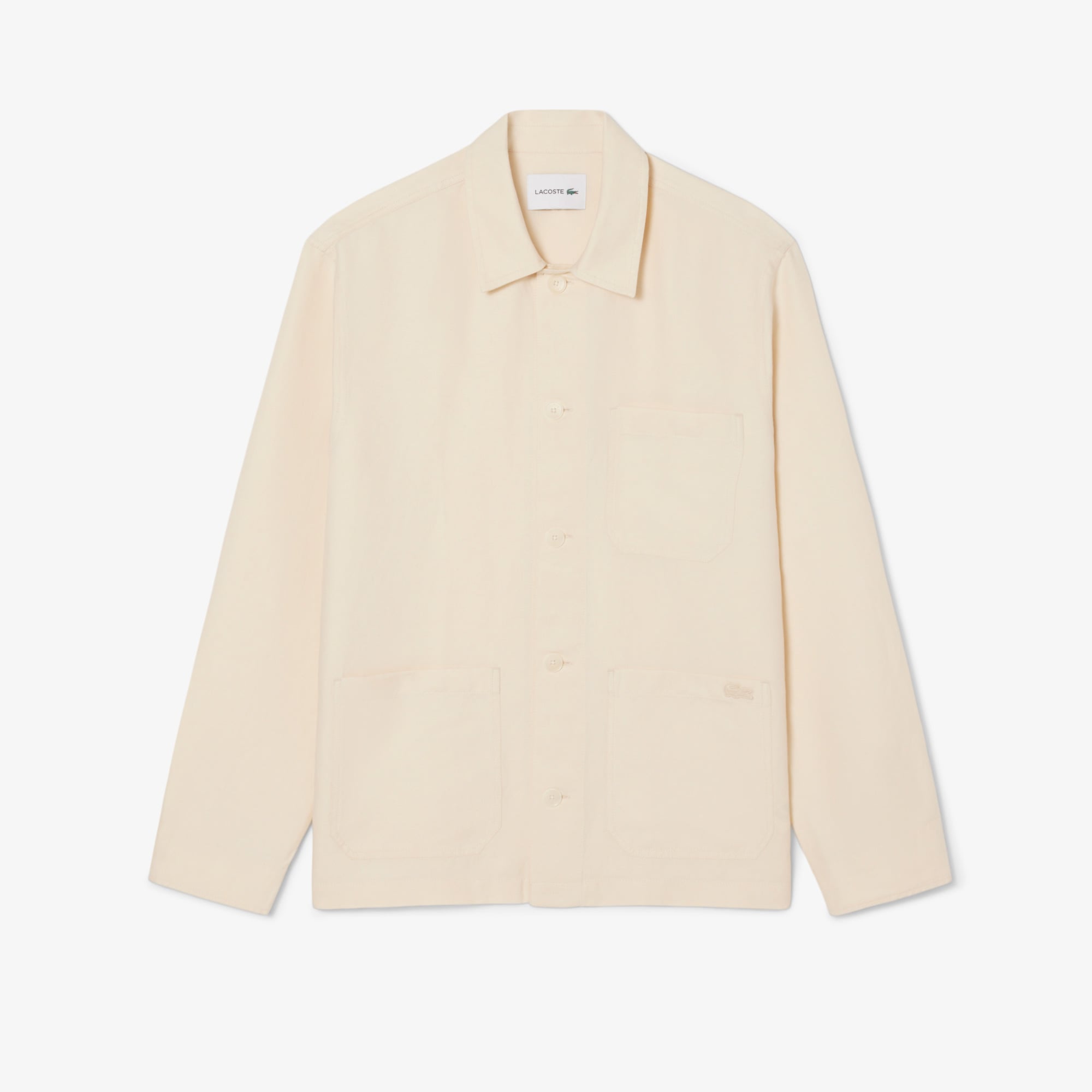Lacoste Erkek Relaxed Fit Keten Bej Dış Gömlek görsel 5