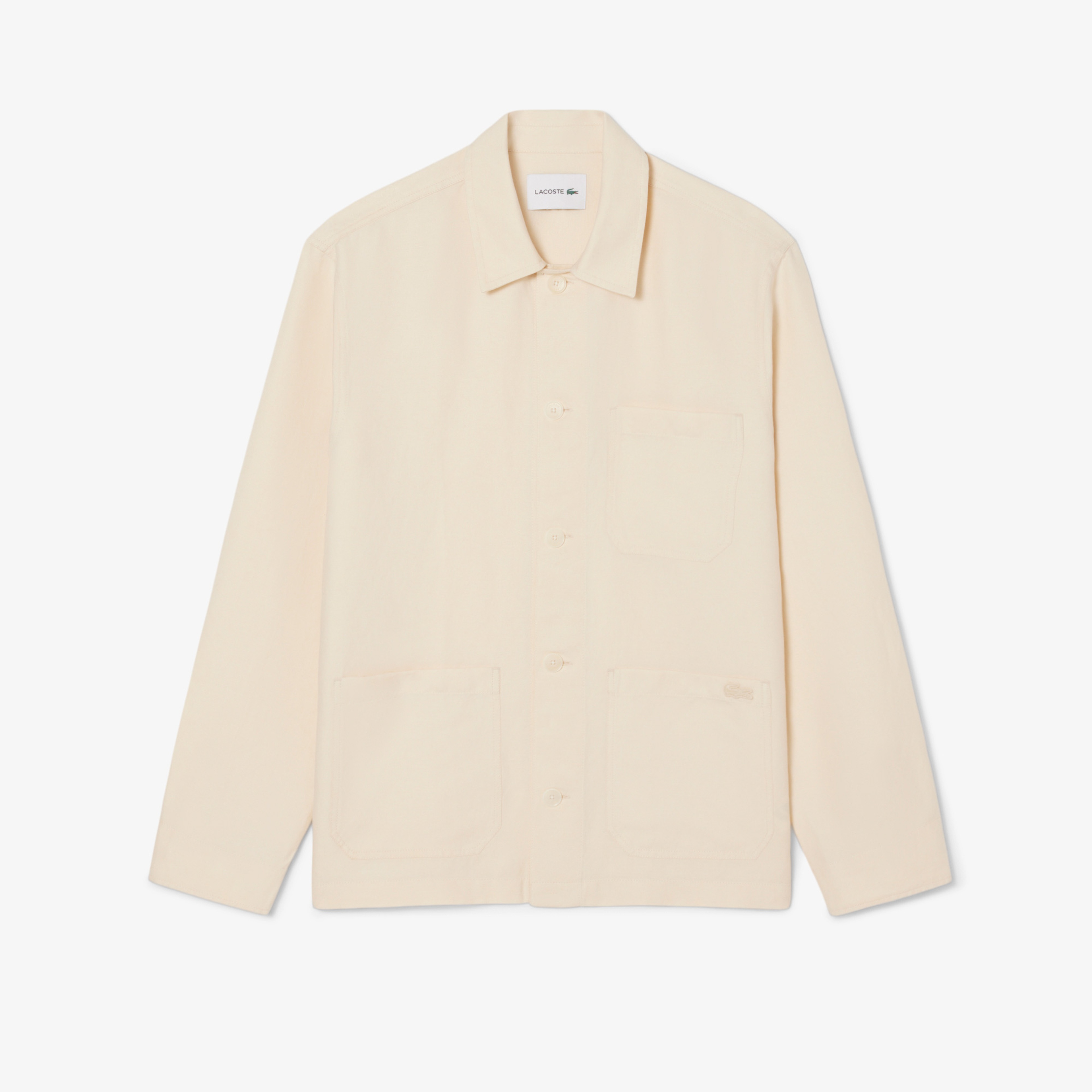 Erkek Relaxed Fit Keten Bej Dış Gömlek
