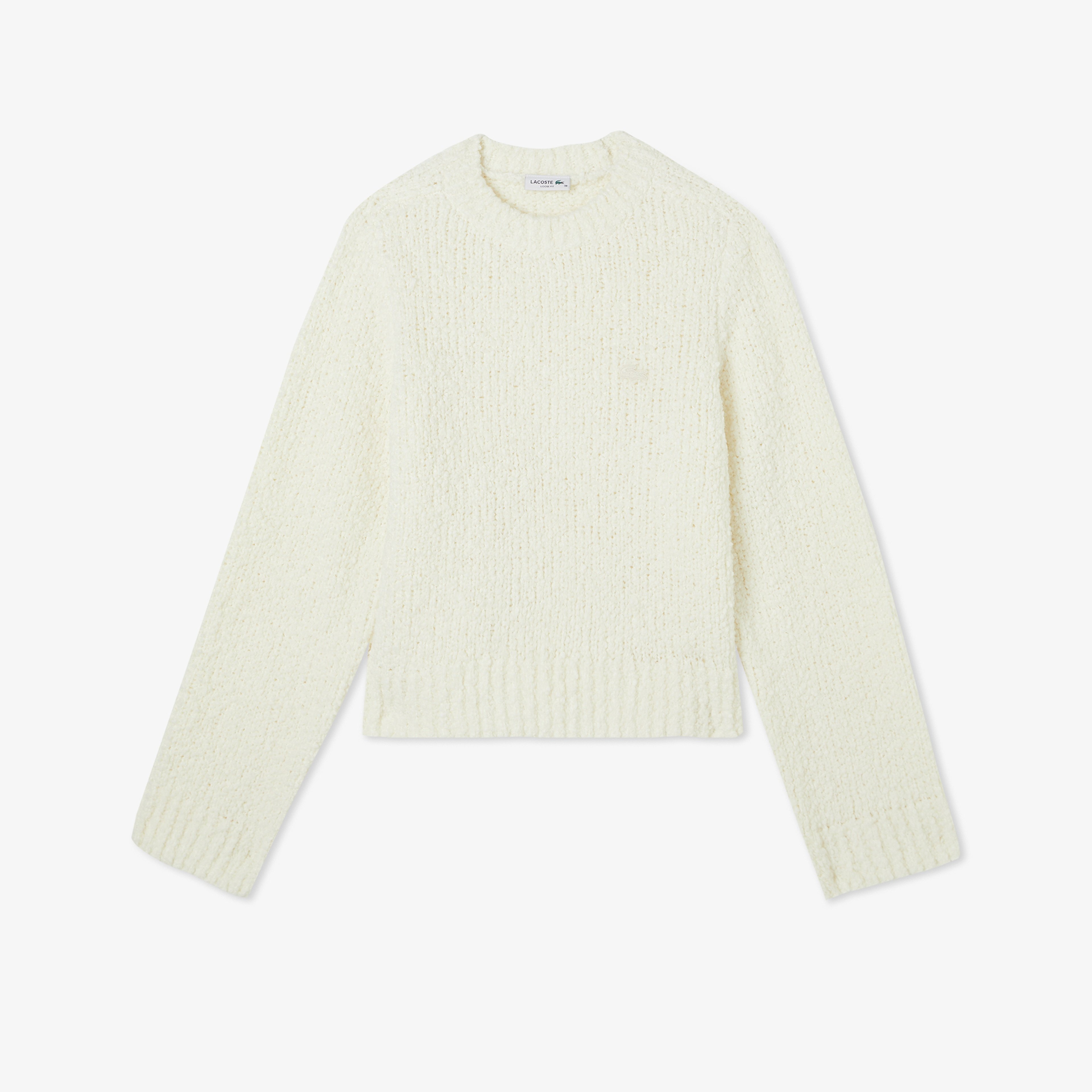 Kadın Classic Fit Bisiklet Yaka Yün Krem Kazak