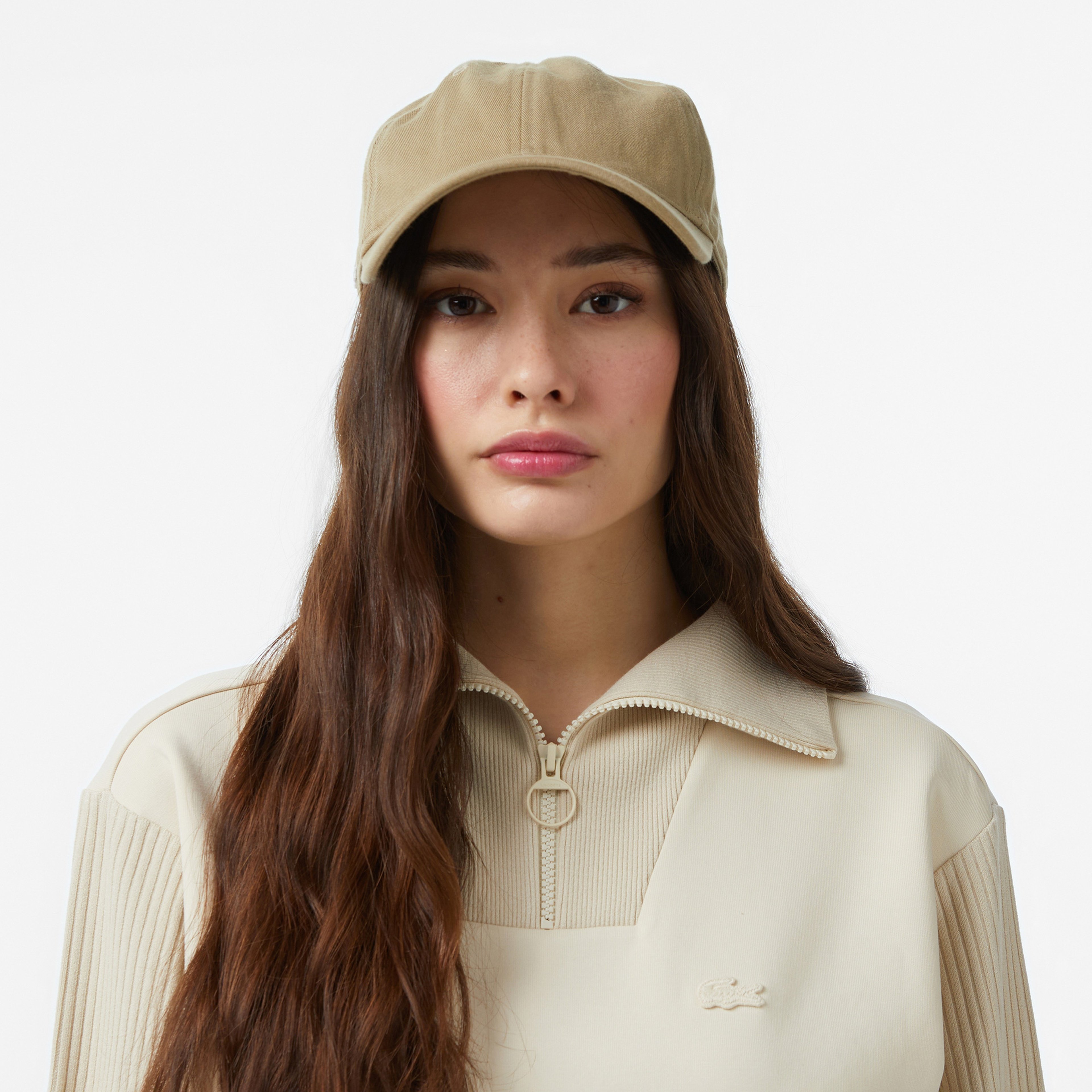 Kadın Relaxed Fit Yarım Fermuarlı Krem Sweatshirt Kadın Relaxed Fit Yarım Fermuarlı Krem Sweatshirt