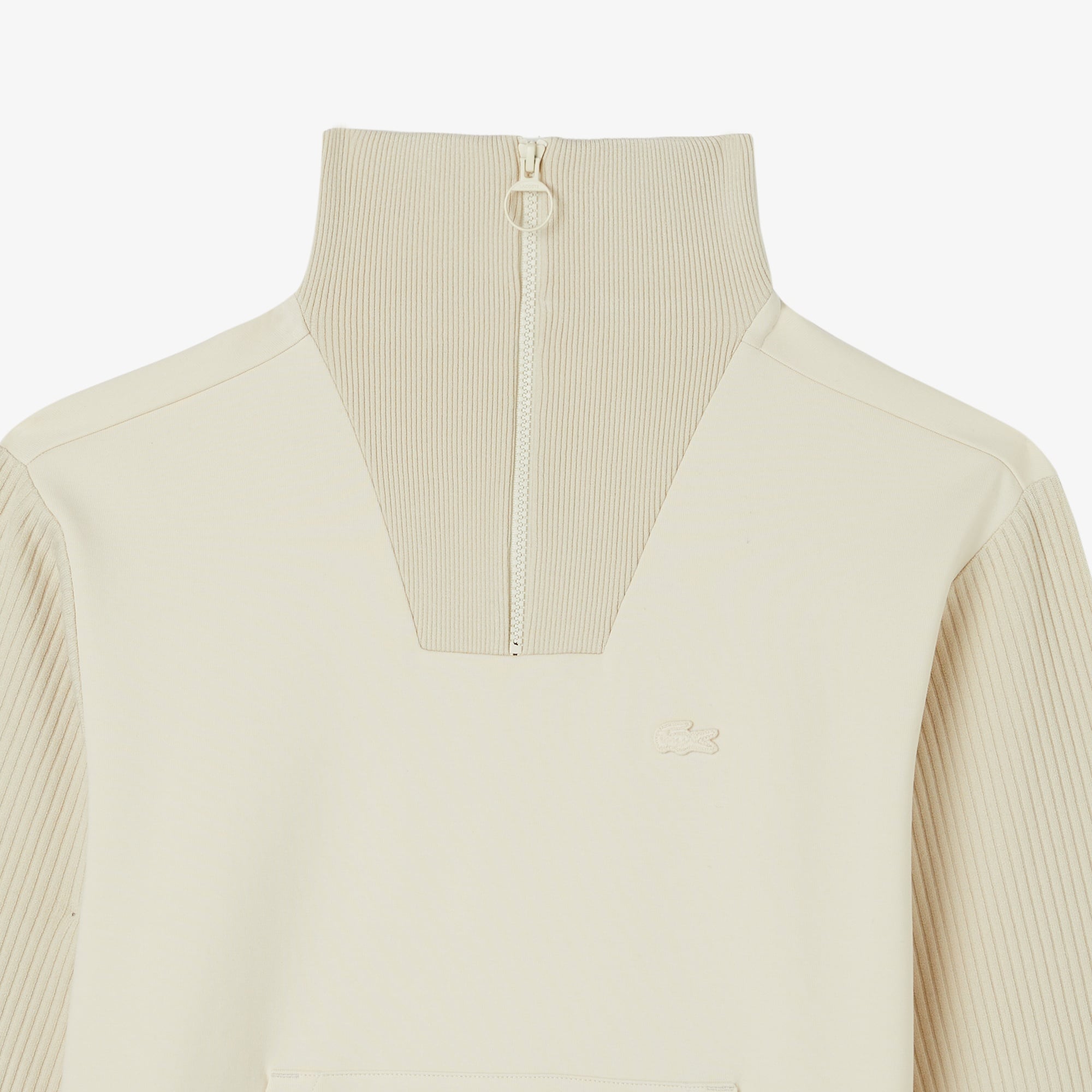 Kadın Relaxed Fit Yarım Fermuarlı Krem Sweatshirt