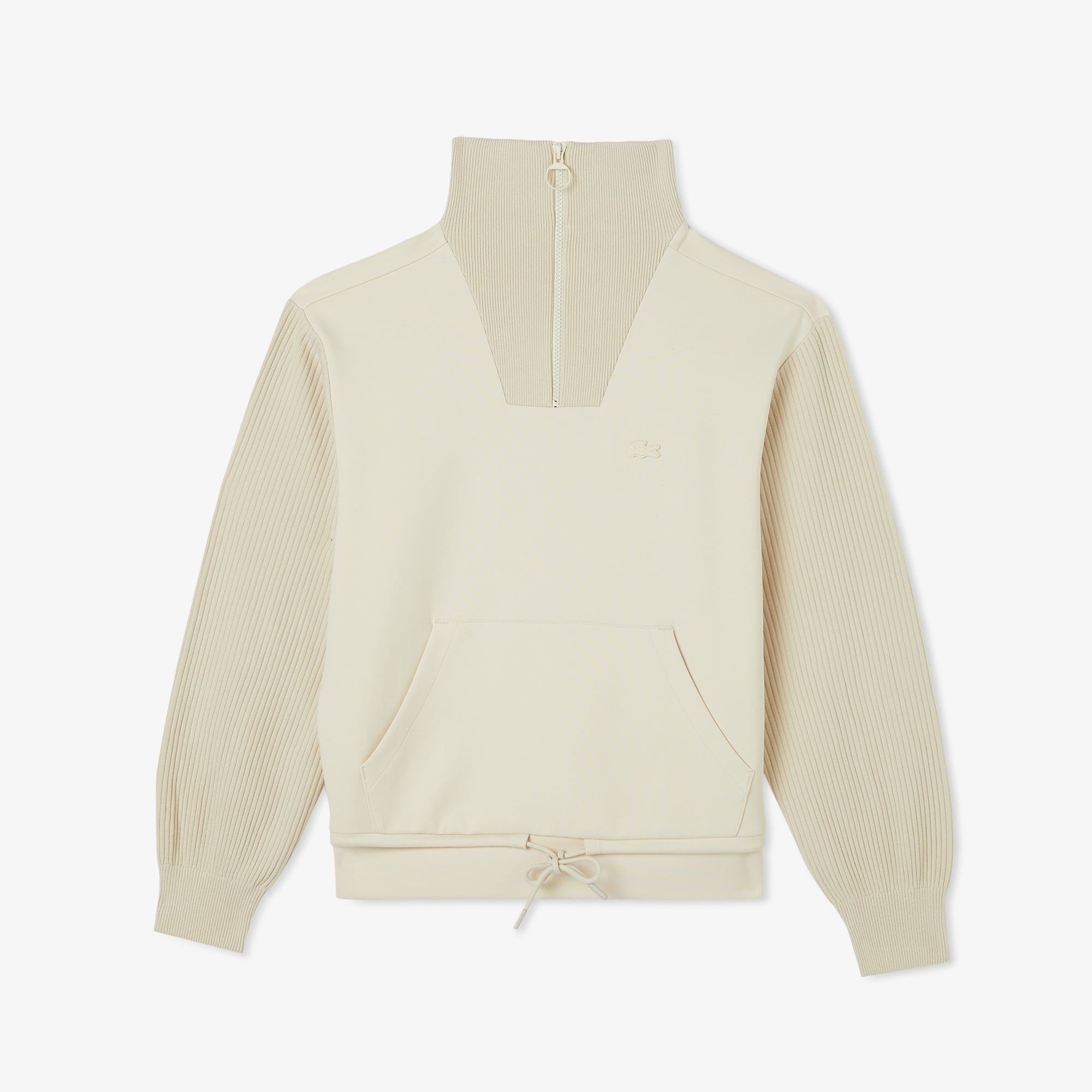 Kadın Relaxed Fit Yarım Fermuarlı Krem Sweatshirt