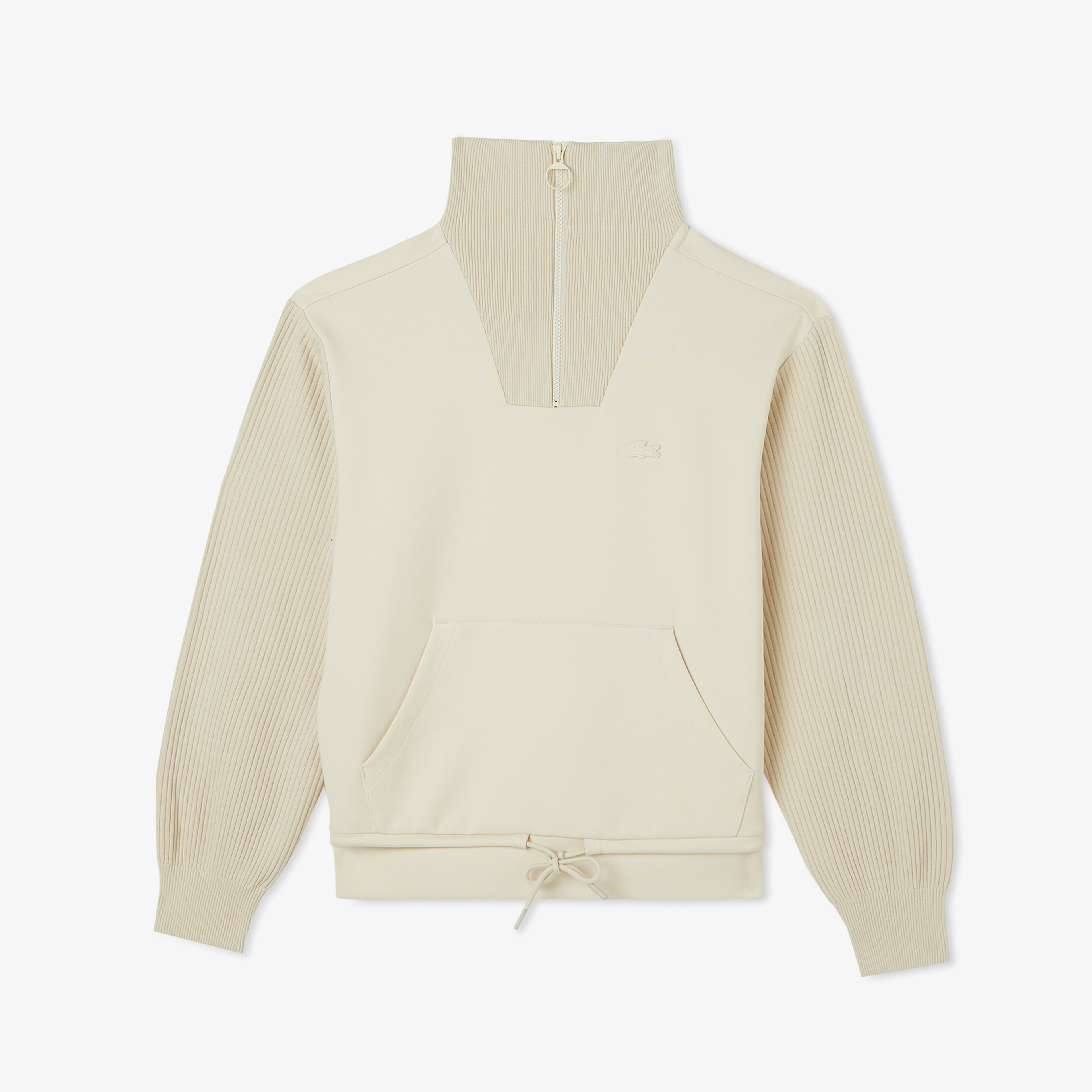 Kadın Relaxed Fit Yarım Fermuarlı Krem Sweatshirt Kadın Relaxed Fit Yarım Fermuarlı Krem Sweatshirt