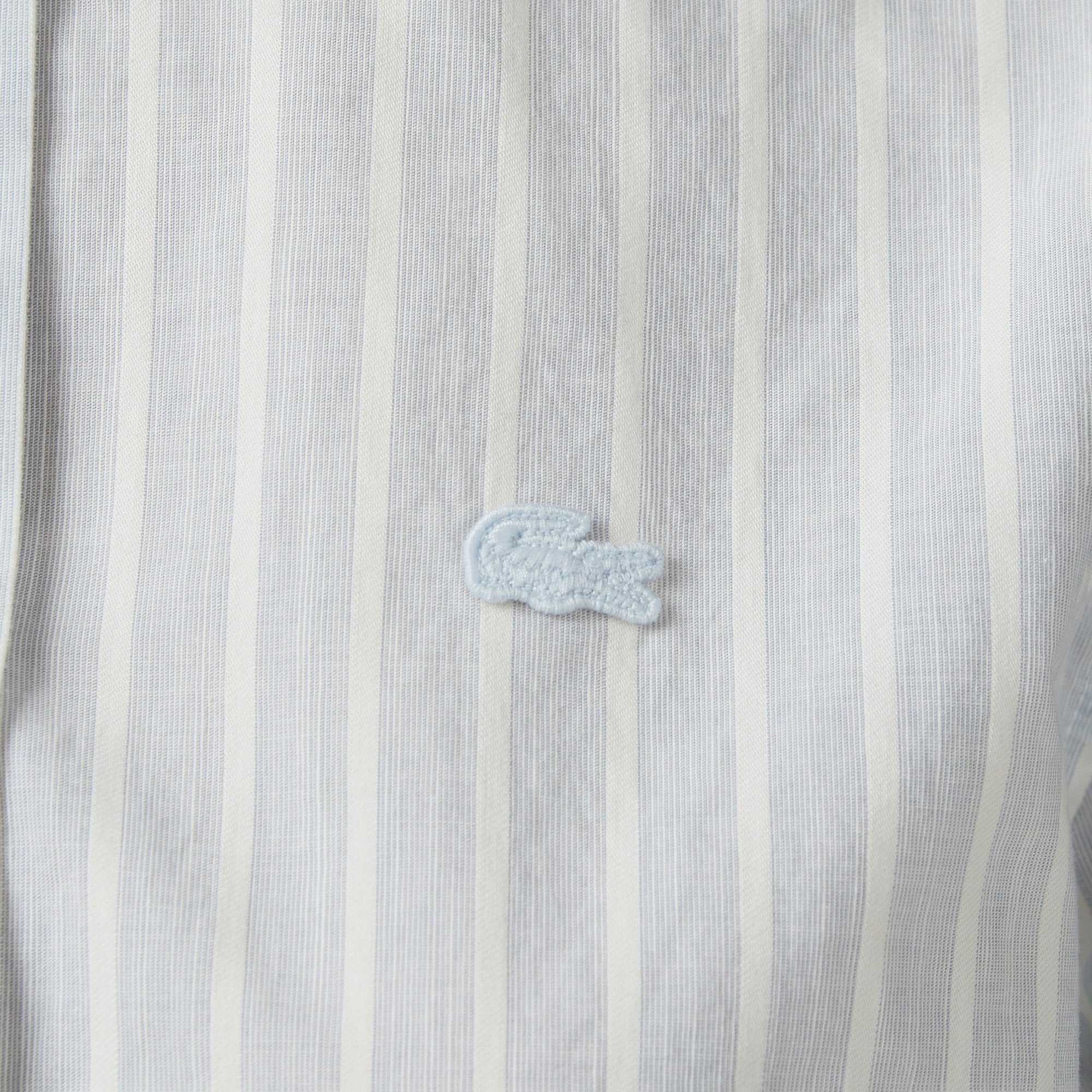 Lacoste Kadın Relaxed Fit Çizgili Mavi Gömlek görsel 7