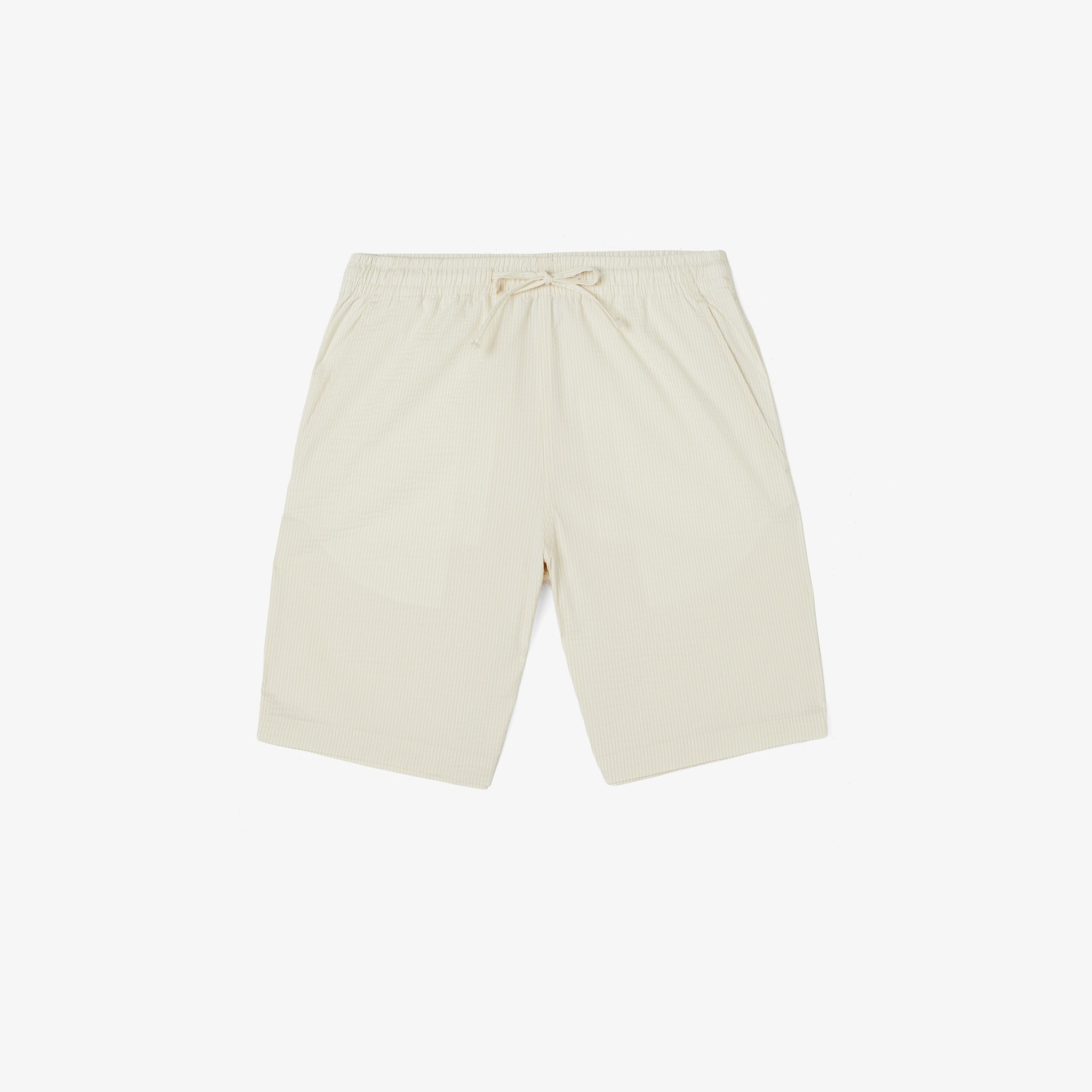 Erkek Relaxed Fit Çizgili Beyaz Şort