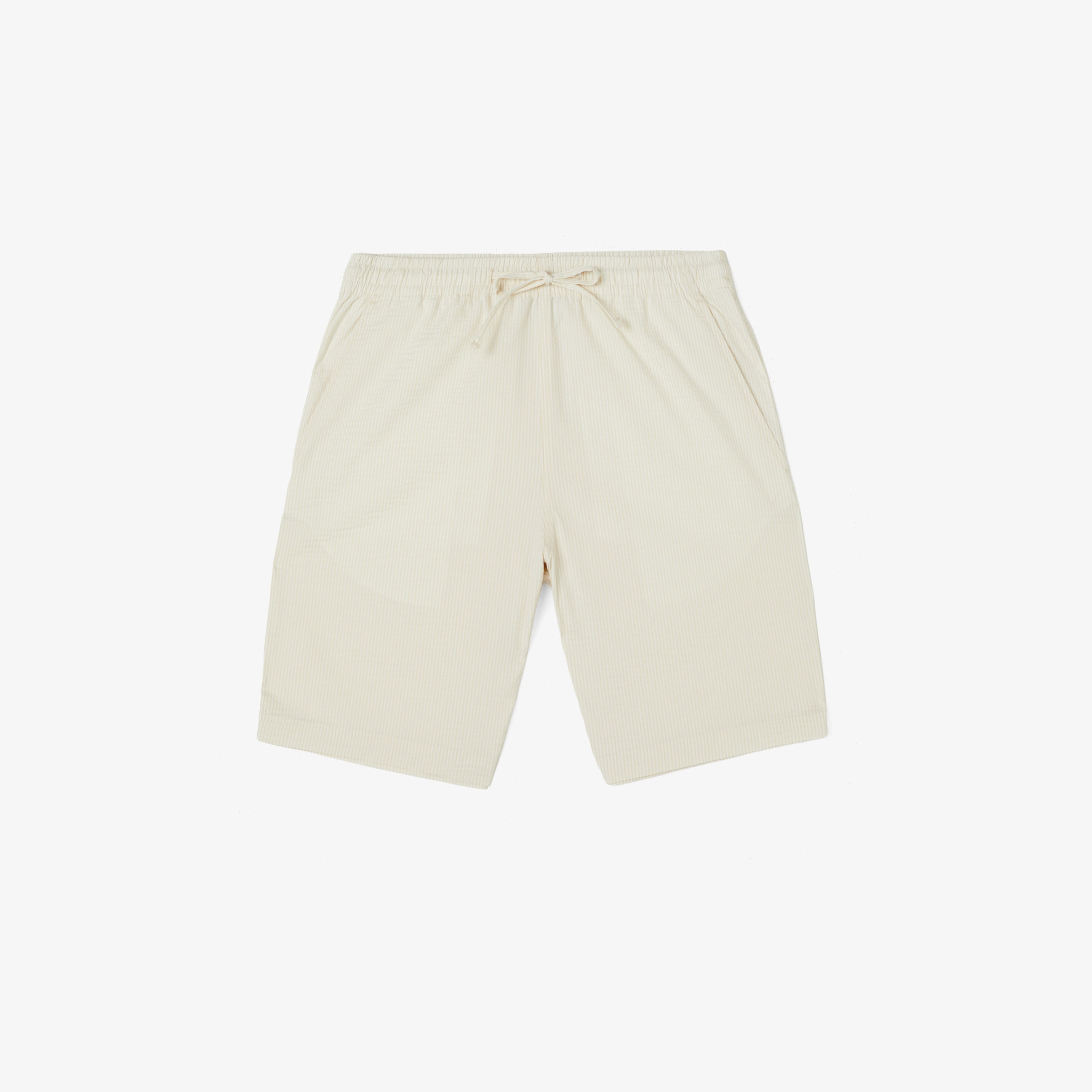 Erkek Relaxed Fit Çizgili Beyaz Şort