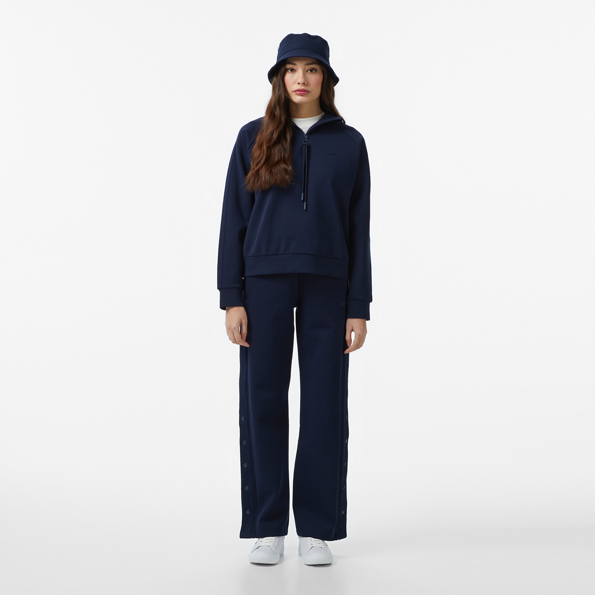 Kadın Loose Fit Dik Yaka Lacivert Sweatshirt