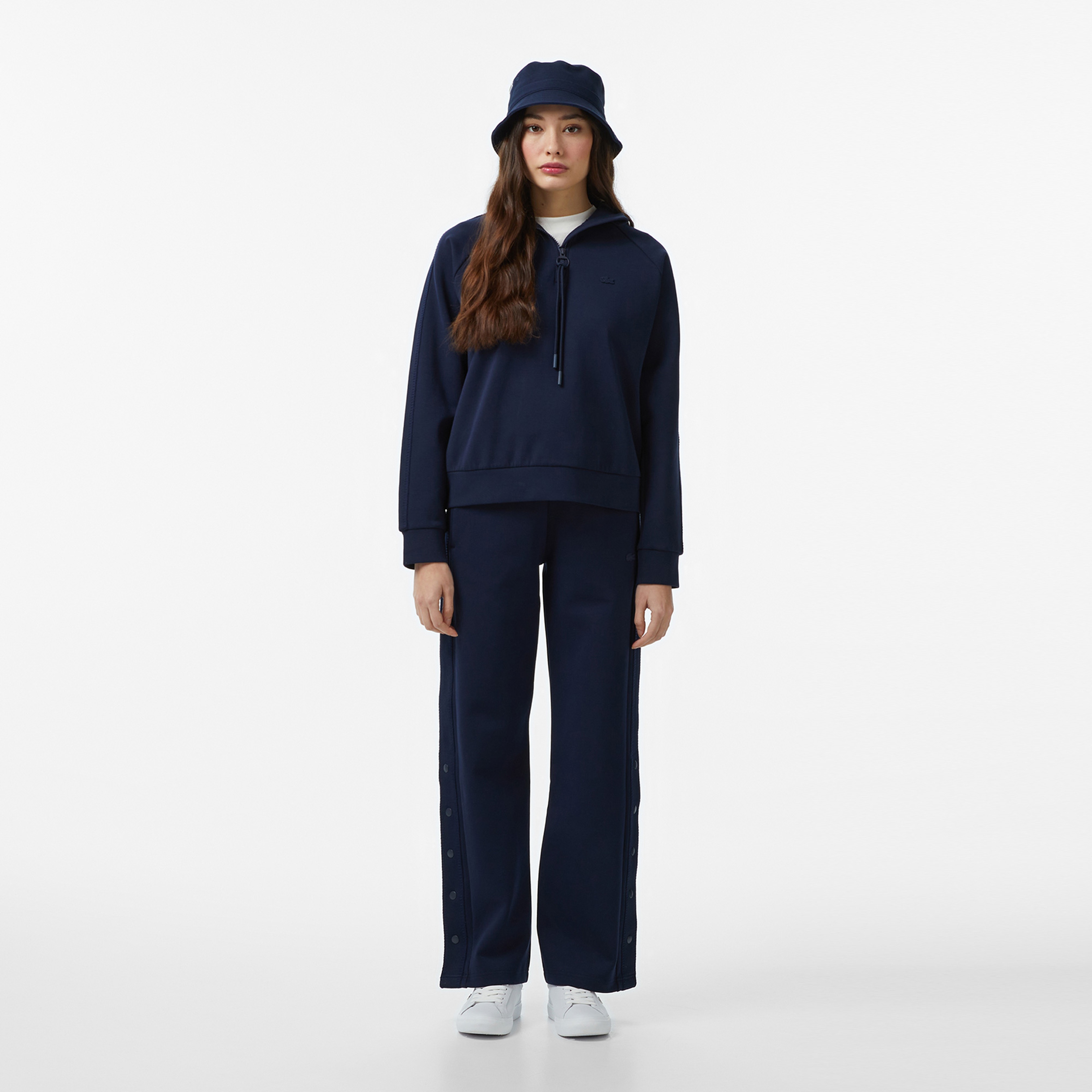 Kadın Loose Fit Dik Yaka Lacivert Sweatshirt Kadın Loose Fit Dik Yaka Lacivert Sweatshirt