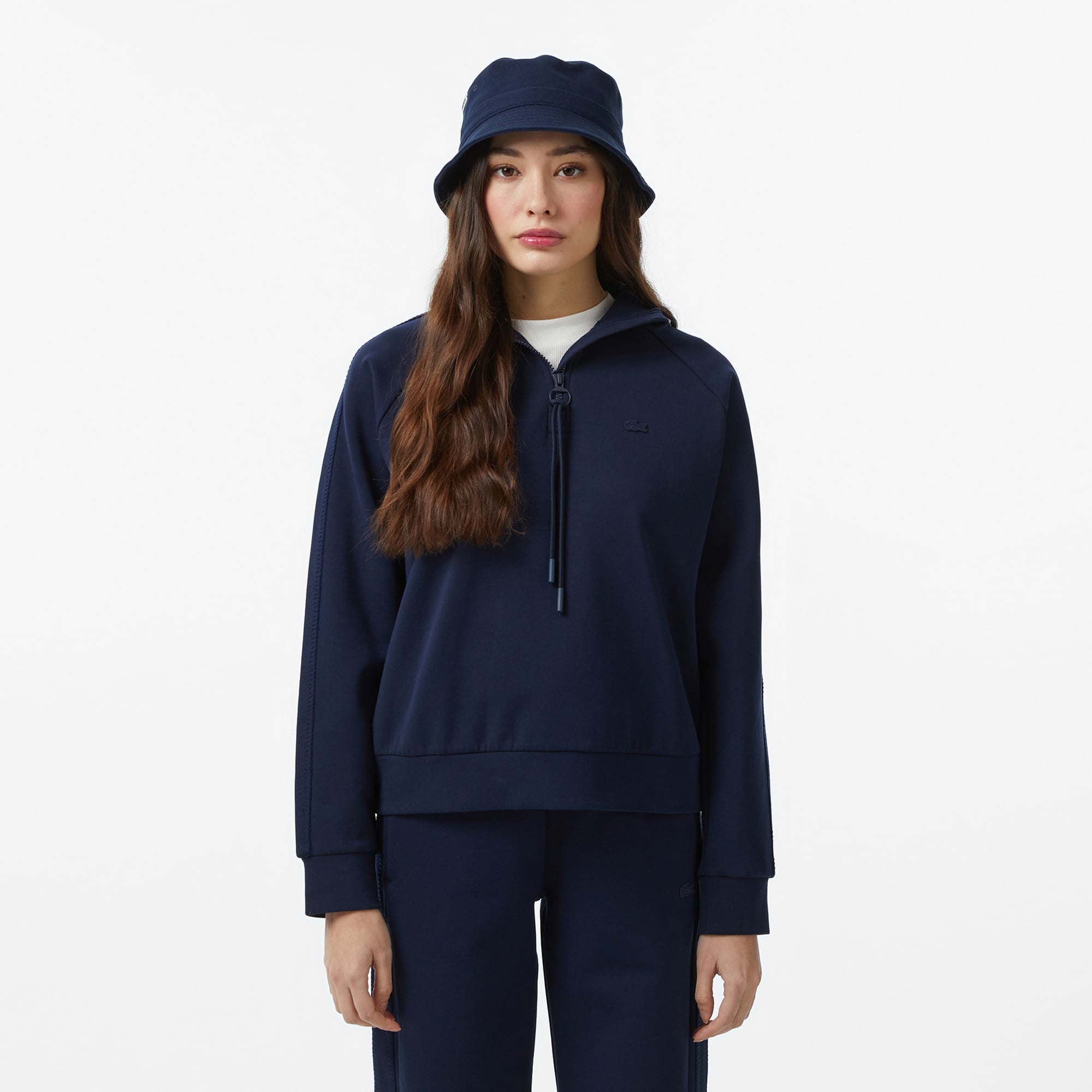 Kadın Loose Fit Dik Yaka Lacivert Sweatshirt