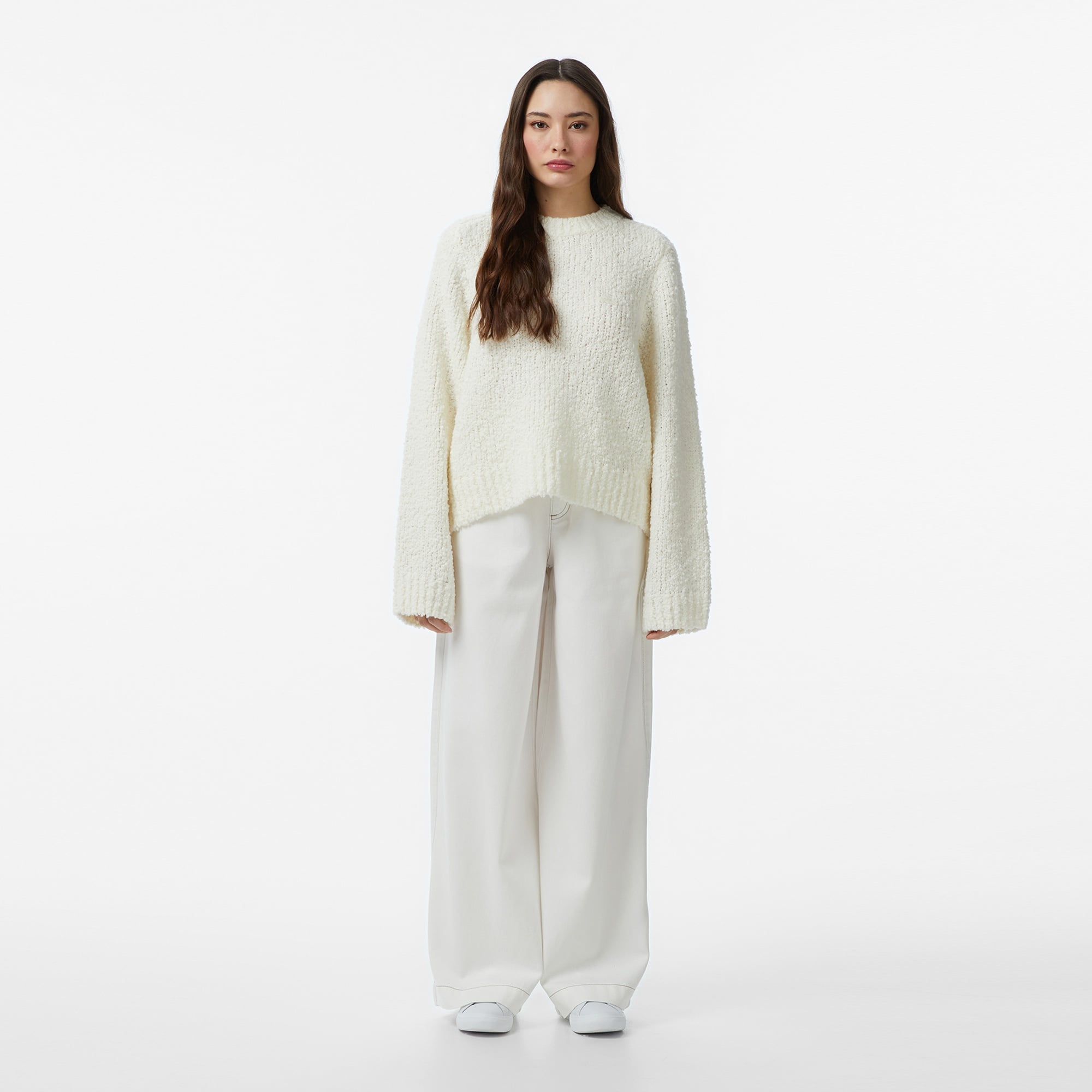 Kadın Regular Fit Krem Jean Pantolon