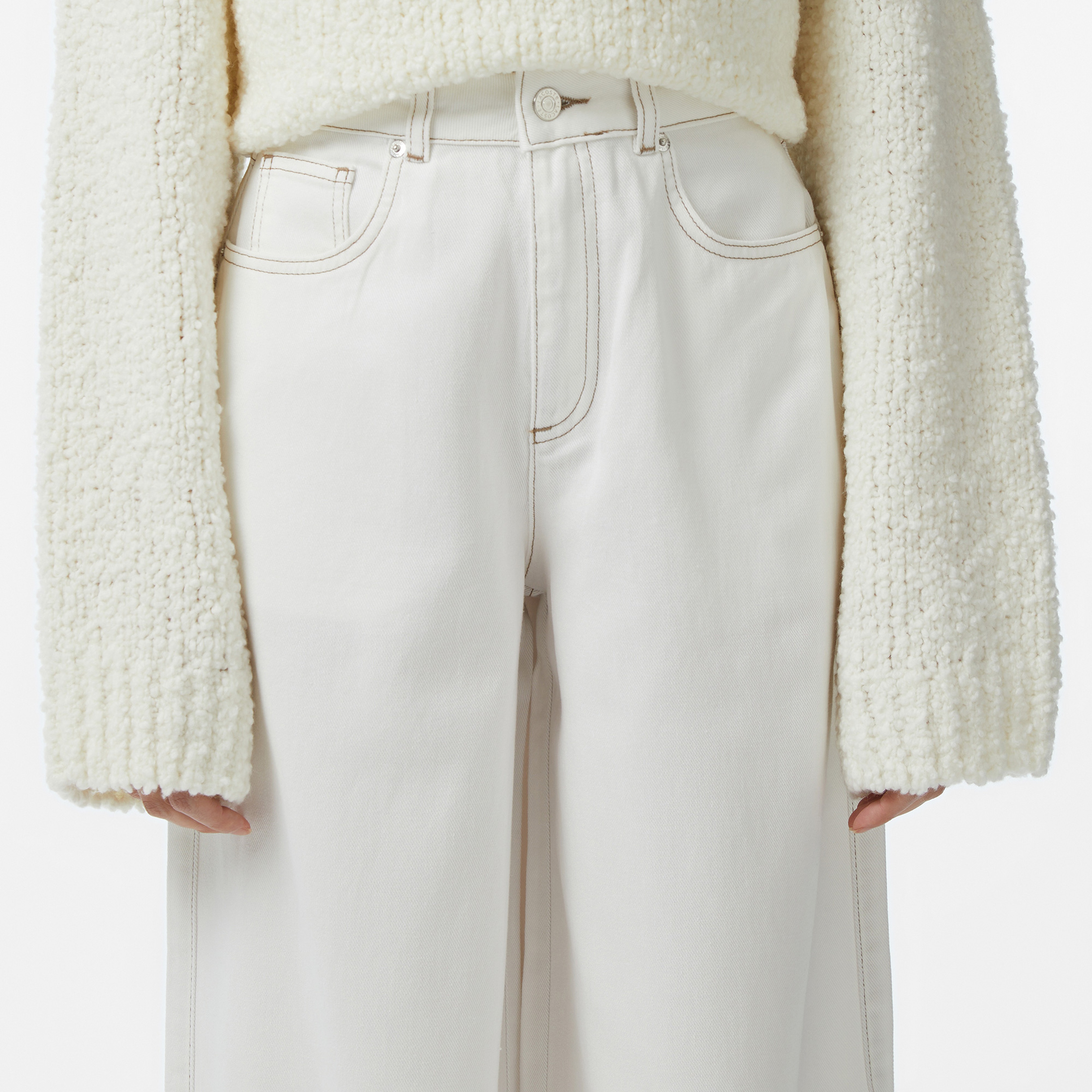 Kadın Regular Fit Krem Jean Pantolon Kadın Regular Fit Krem Jean Pantolon