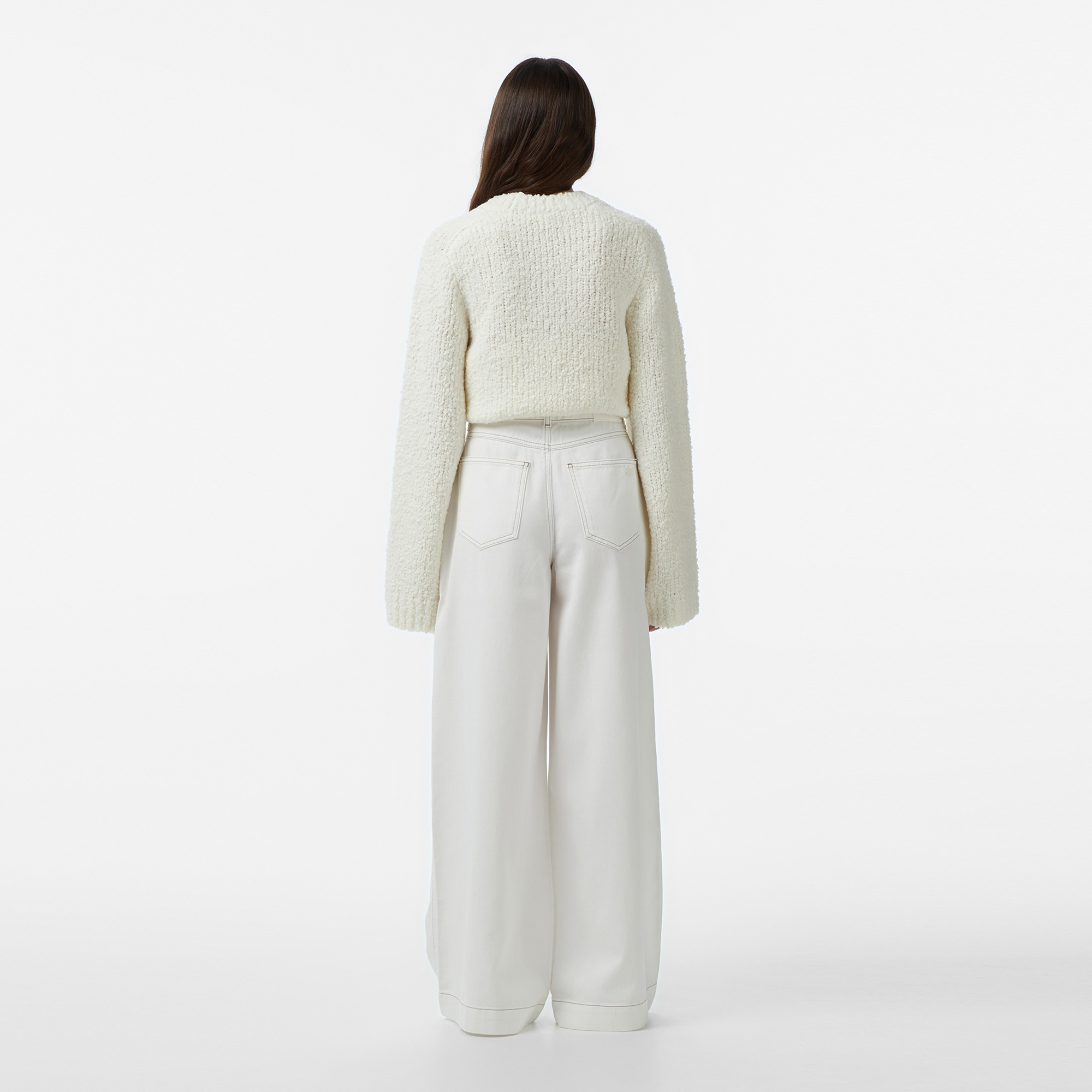 Kadın Regular Fit Krem Jean Pantolon