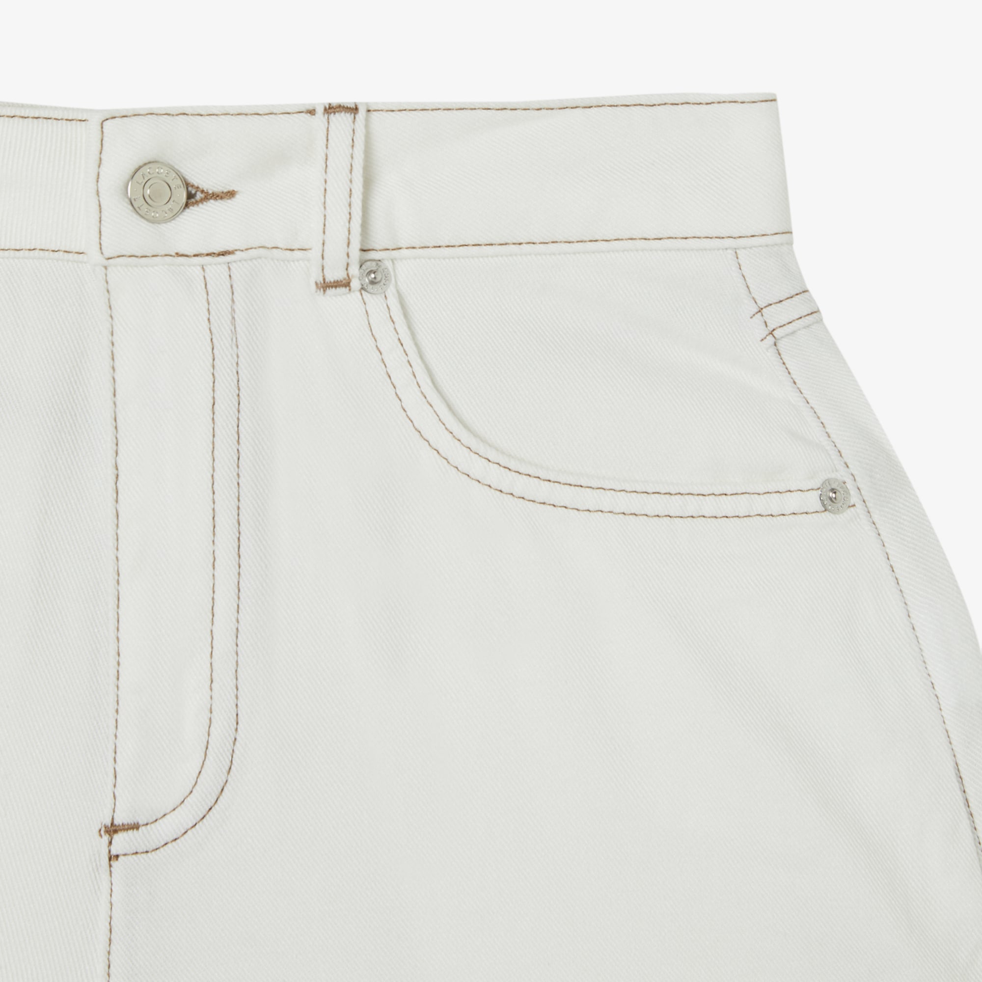 Lacoste Kadın Slim Fit Krem Bermuda Şort görsel 4