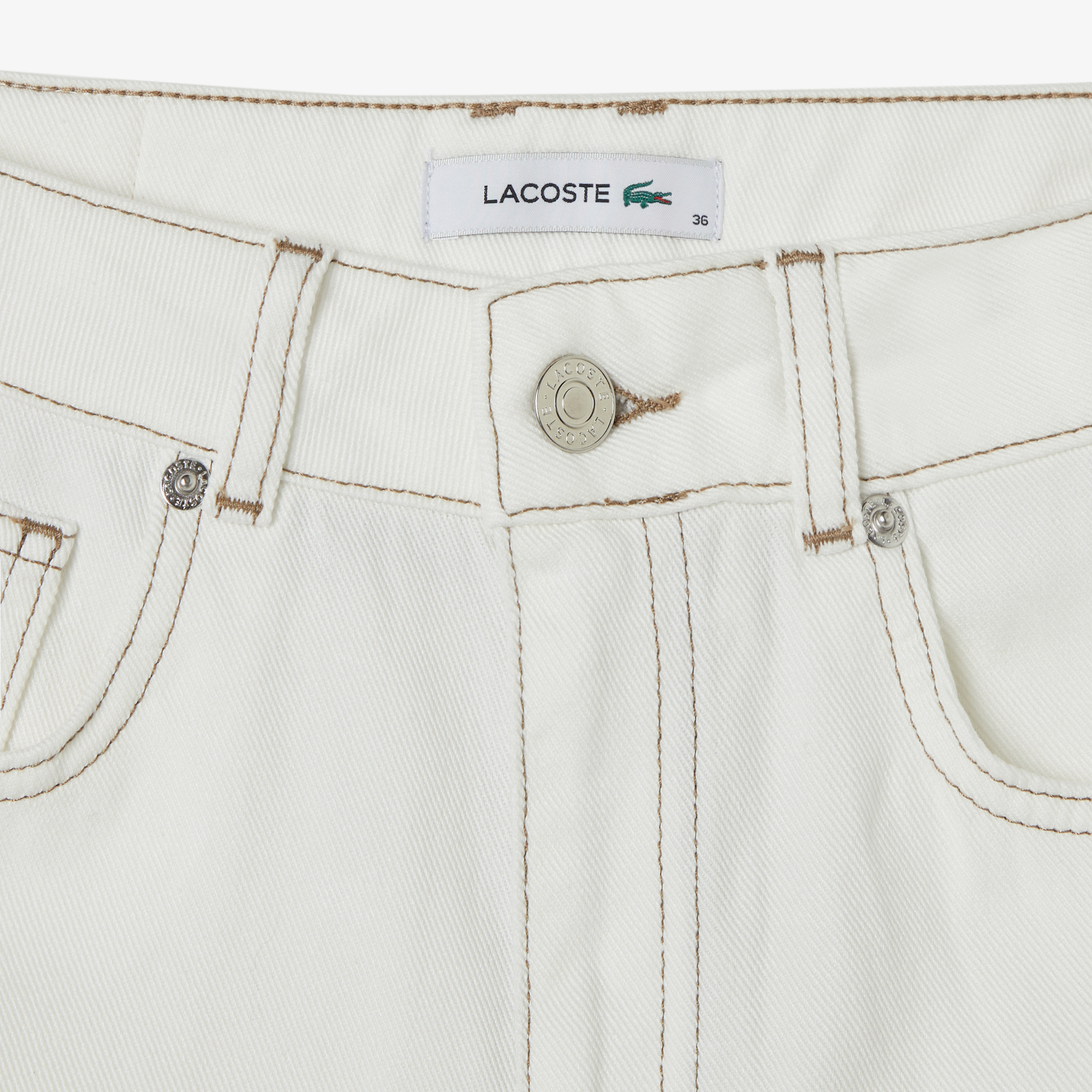 Lacoste Kadın Slim Fit Krem Bermuda Şort görsel 5