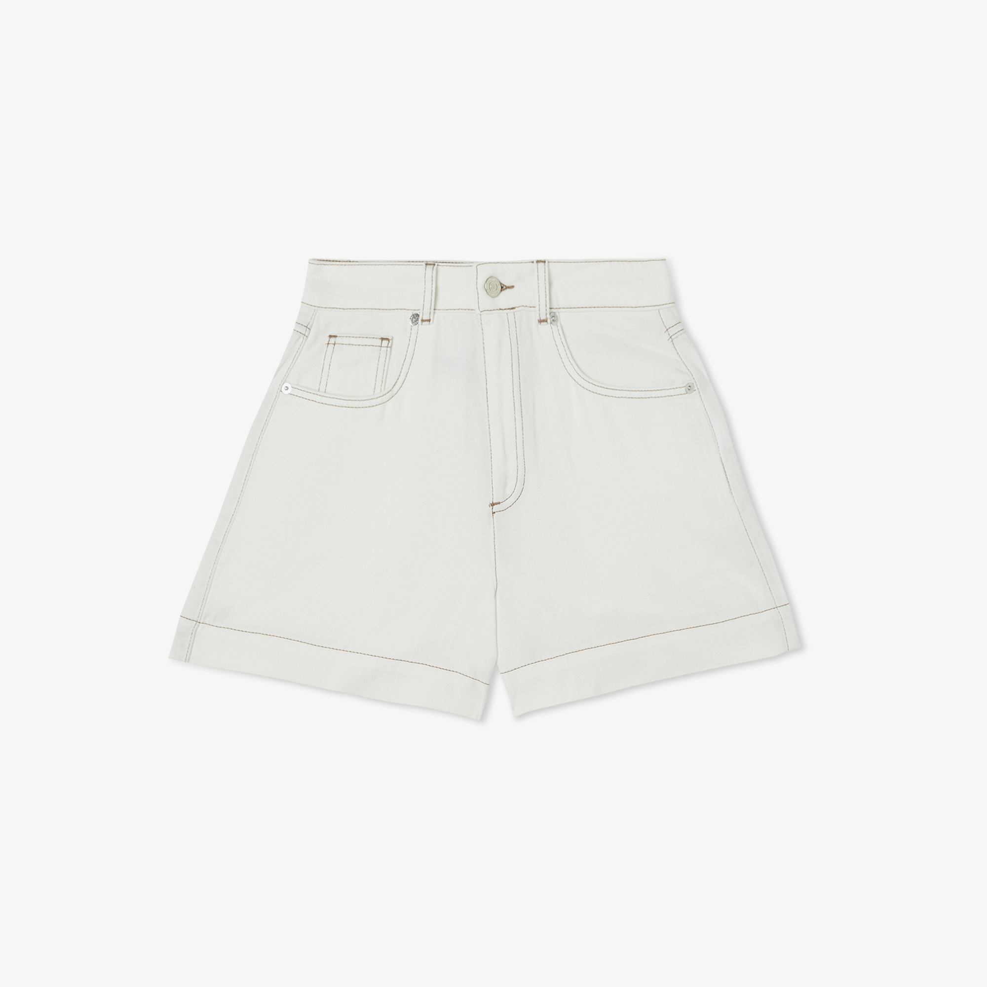 Lacoste Kadın Slim Fit Krem Bermuda Şort görsel 3