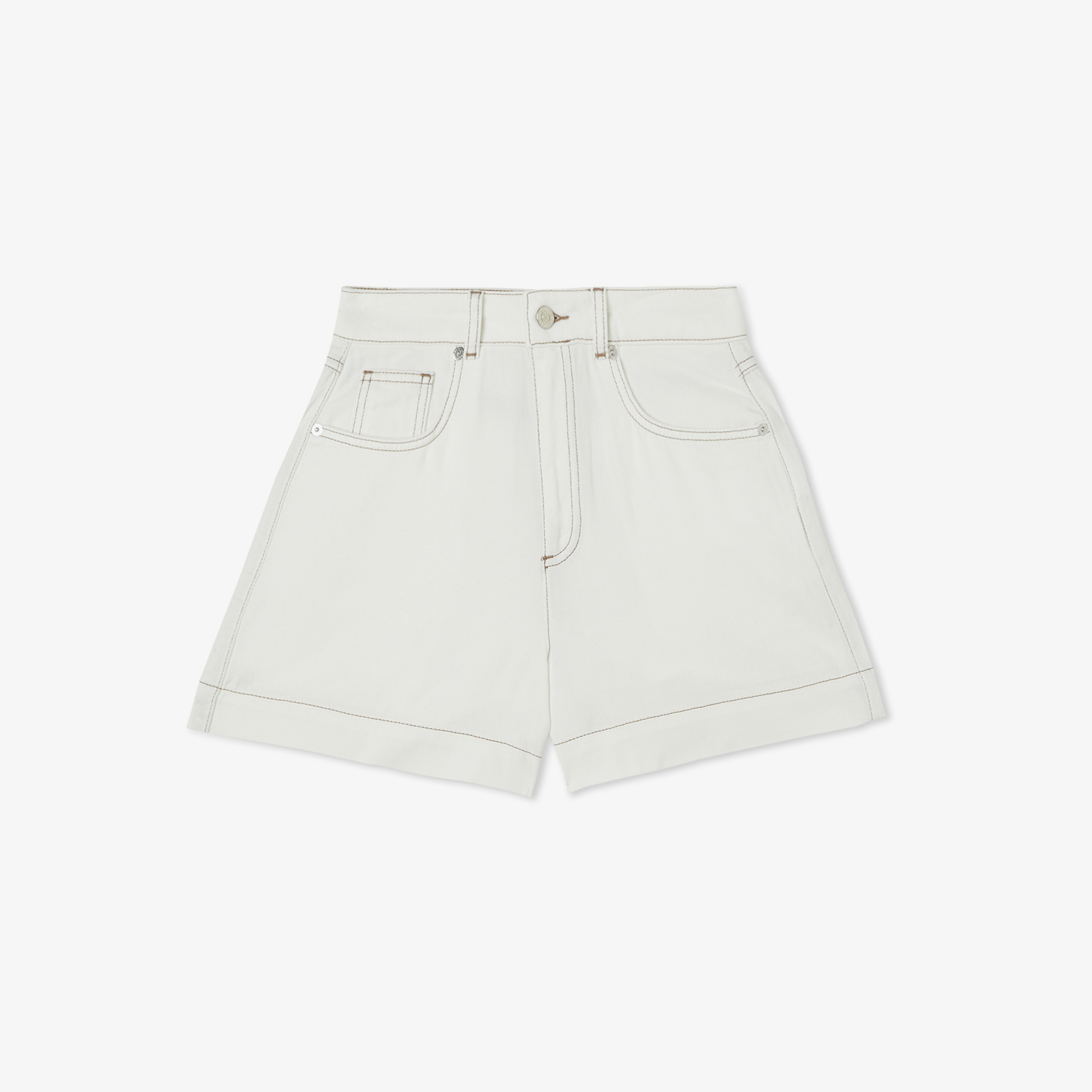 Kadın Slim Fit Krem Bermuda Şort