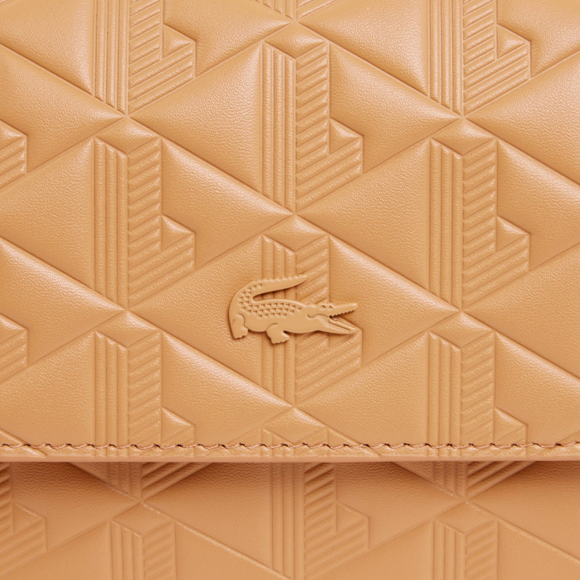 Lacoste Maheki Kadın Monogram Deri Bej Omuz Çantası görsel 5