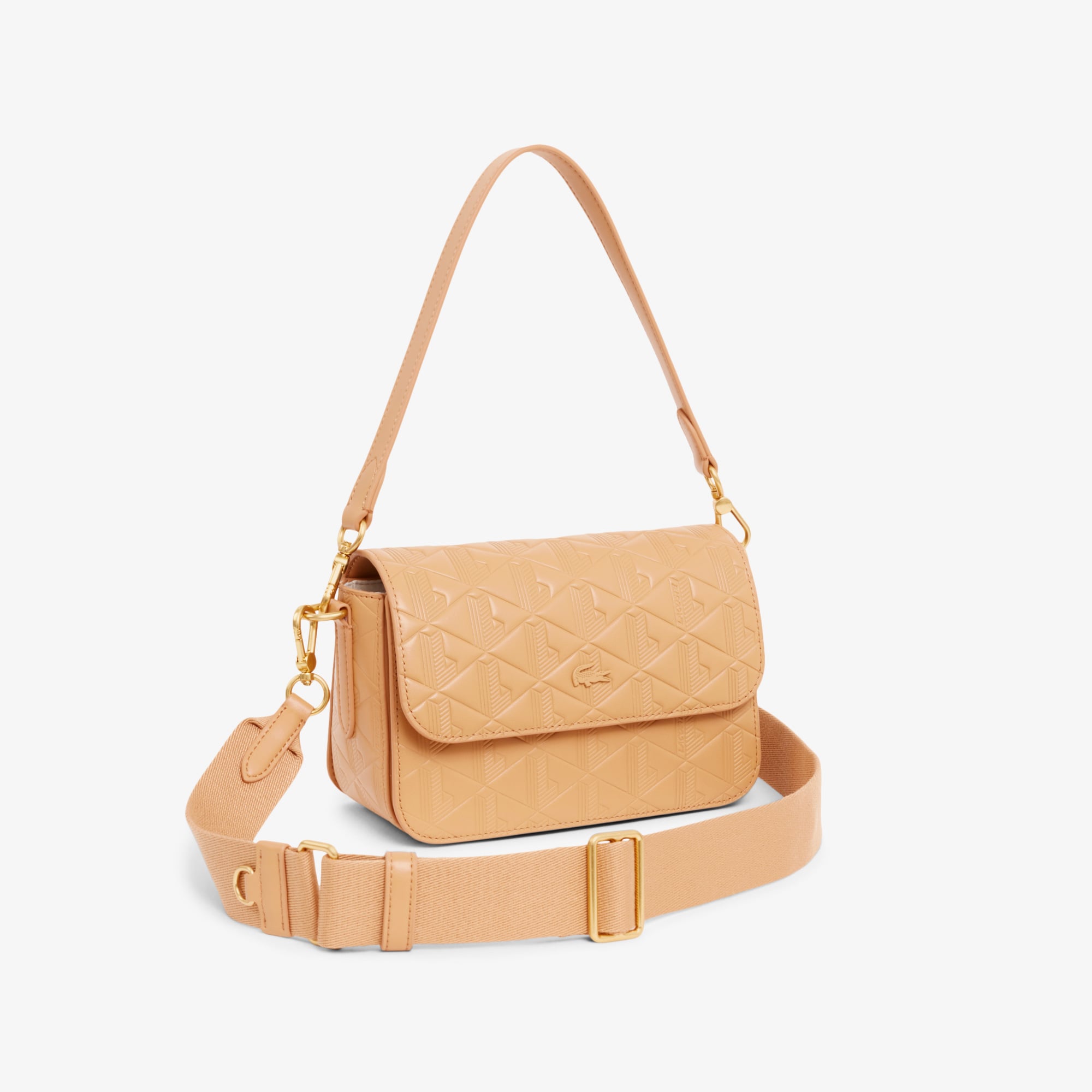 Lacoste Maheki Kadın Monogram Deri Bej Omuz Çantası görsel 2