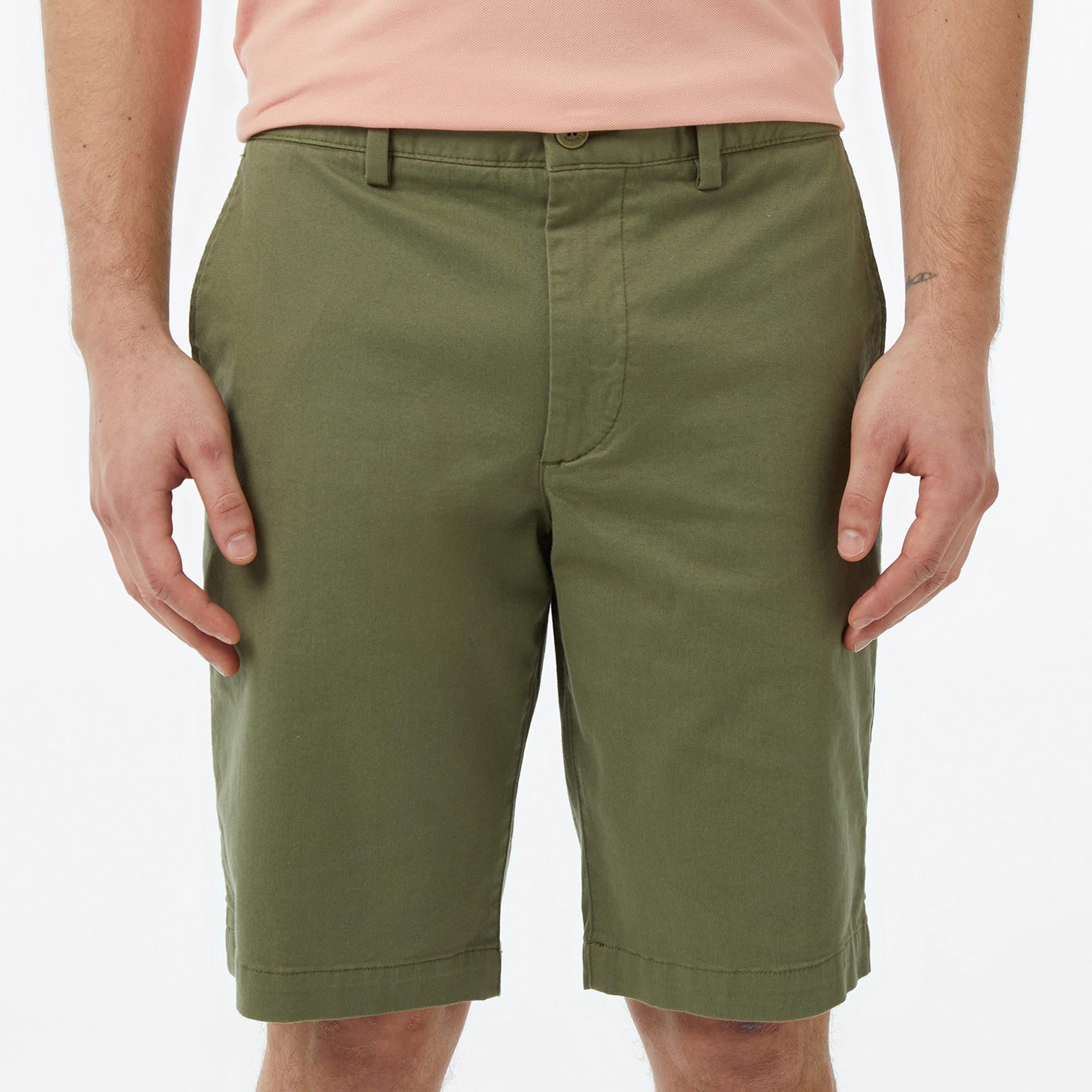 Erkek Slim Fit Haki Bermuda Şort