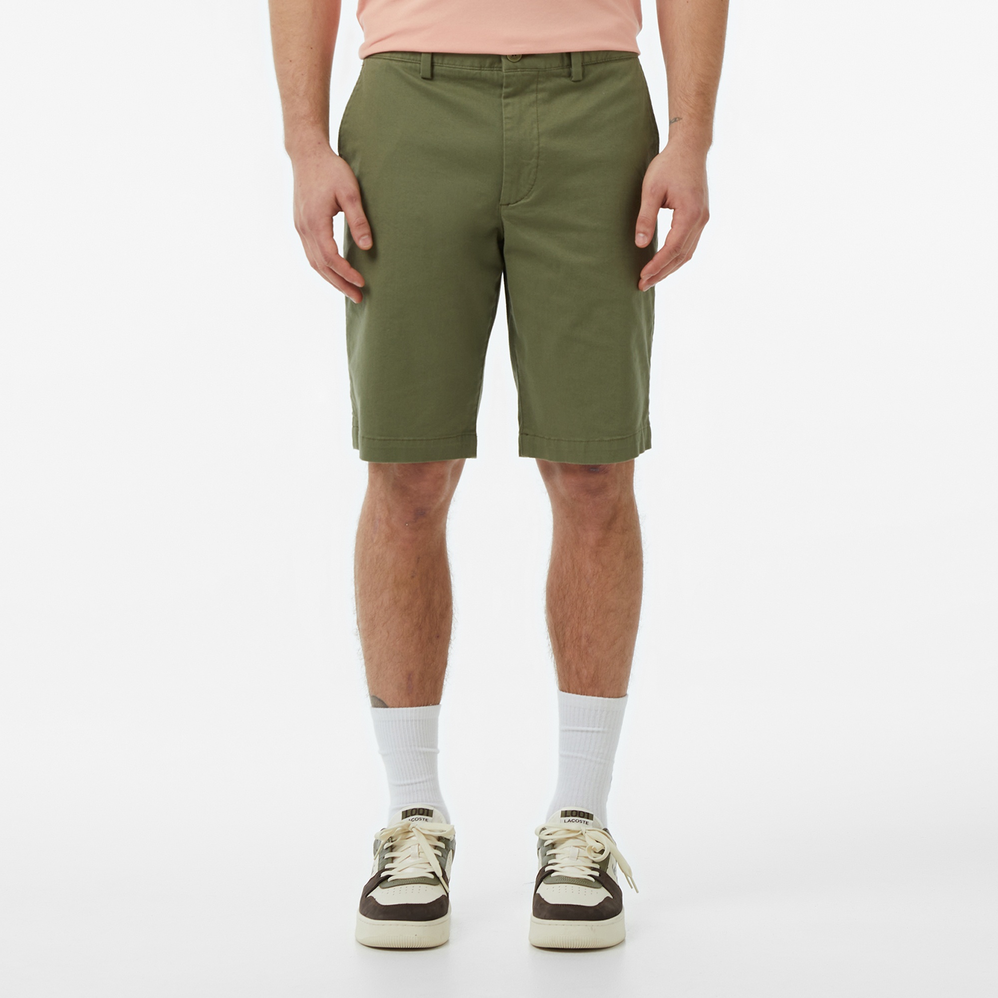 Erkek Slim Fit Haki Bermuda Şort