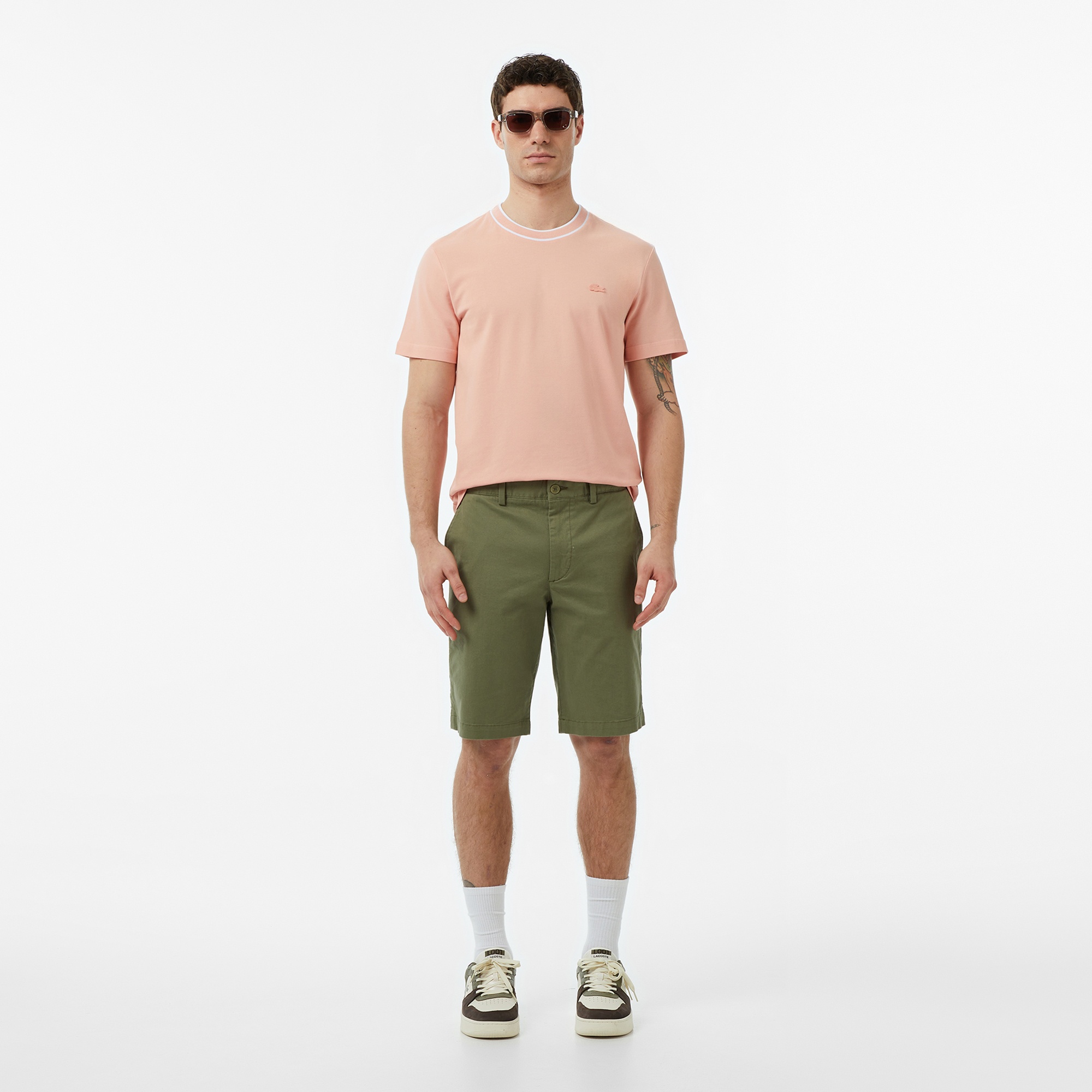 Erkek Slim Fit Haki Bermuda Şort