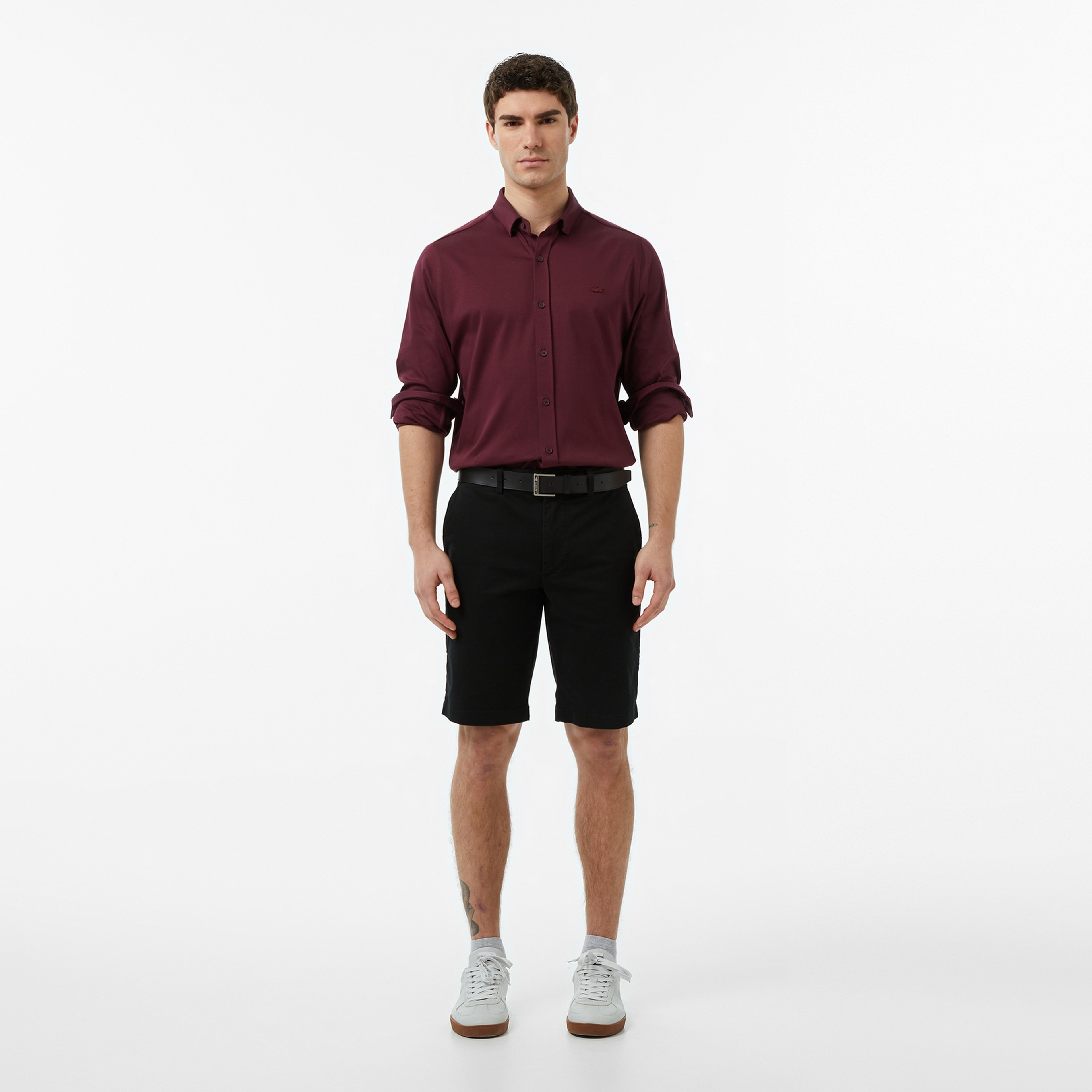 Erkek Slim Fit Siyah Bermuda Şort