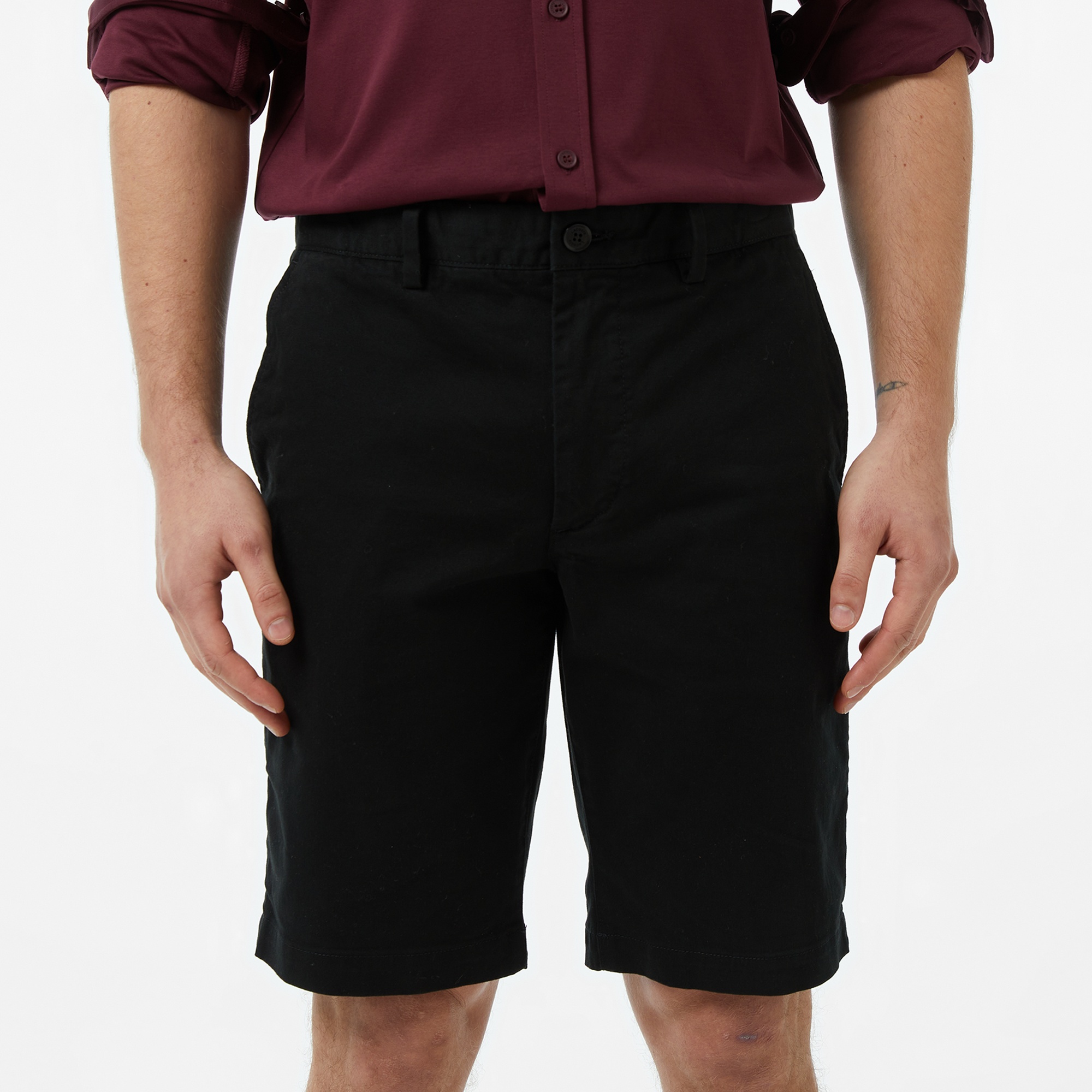 Erkek Slim Fit Siyah Bermuda Şort