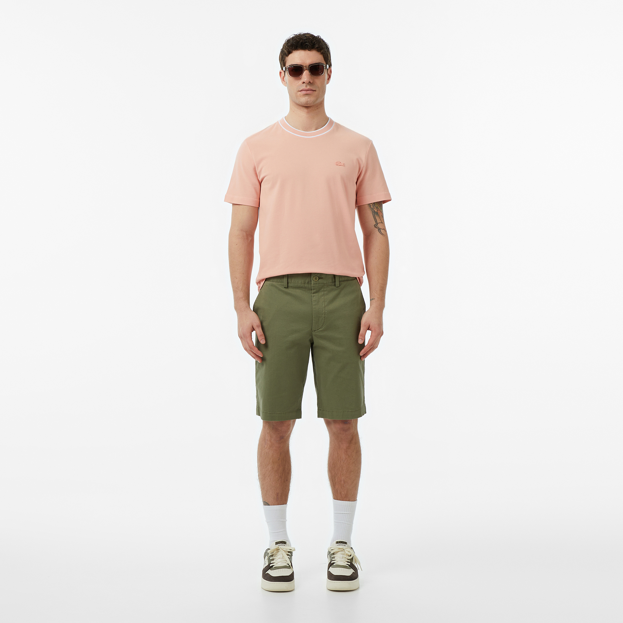 Lacoste Erkek Regular Fit Bisiklet Yaka Pembe T-Shirt görsel 5
