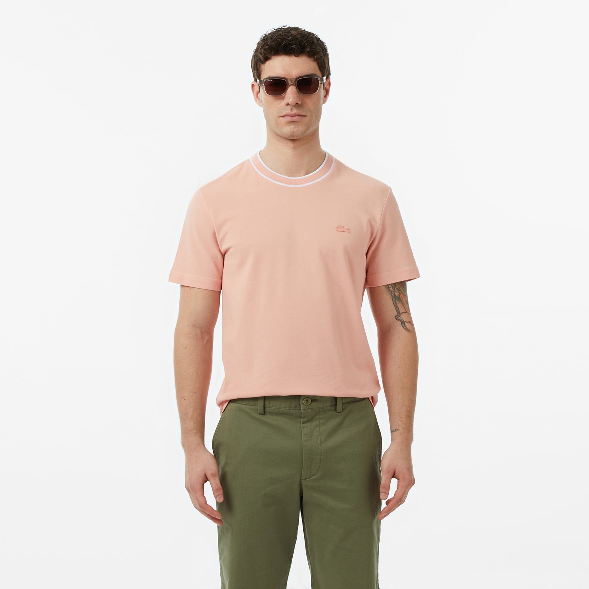 Erkek Regular Fit Bisiklet Yaka Pembe T-Shirt