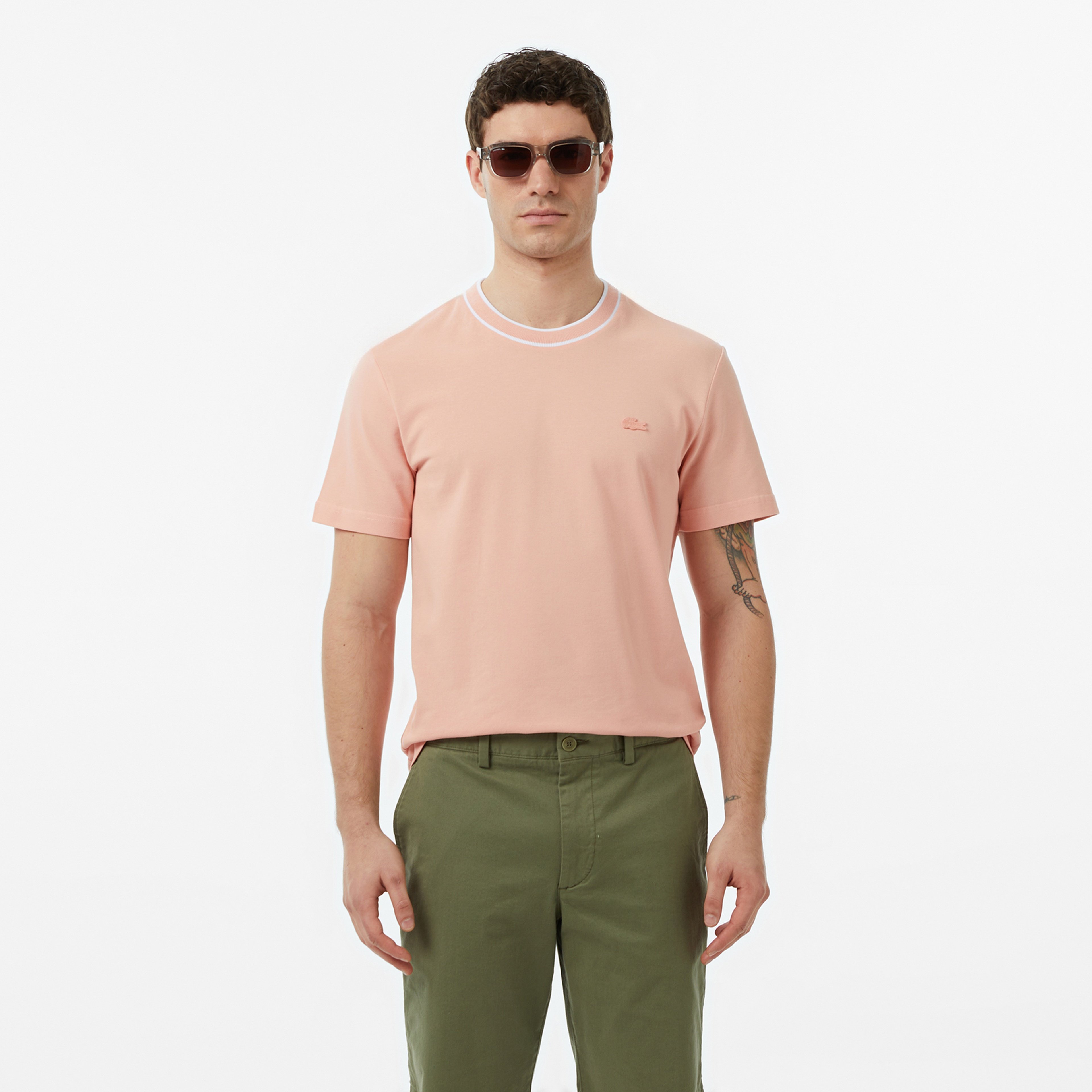 Erkek Regular Fit Bisiklet Yaka Pembe T-Shirt