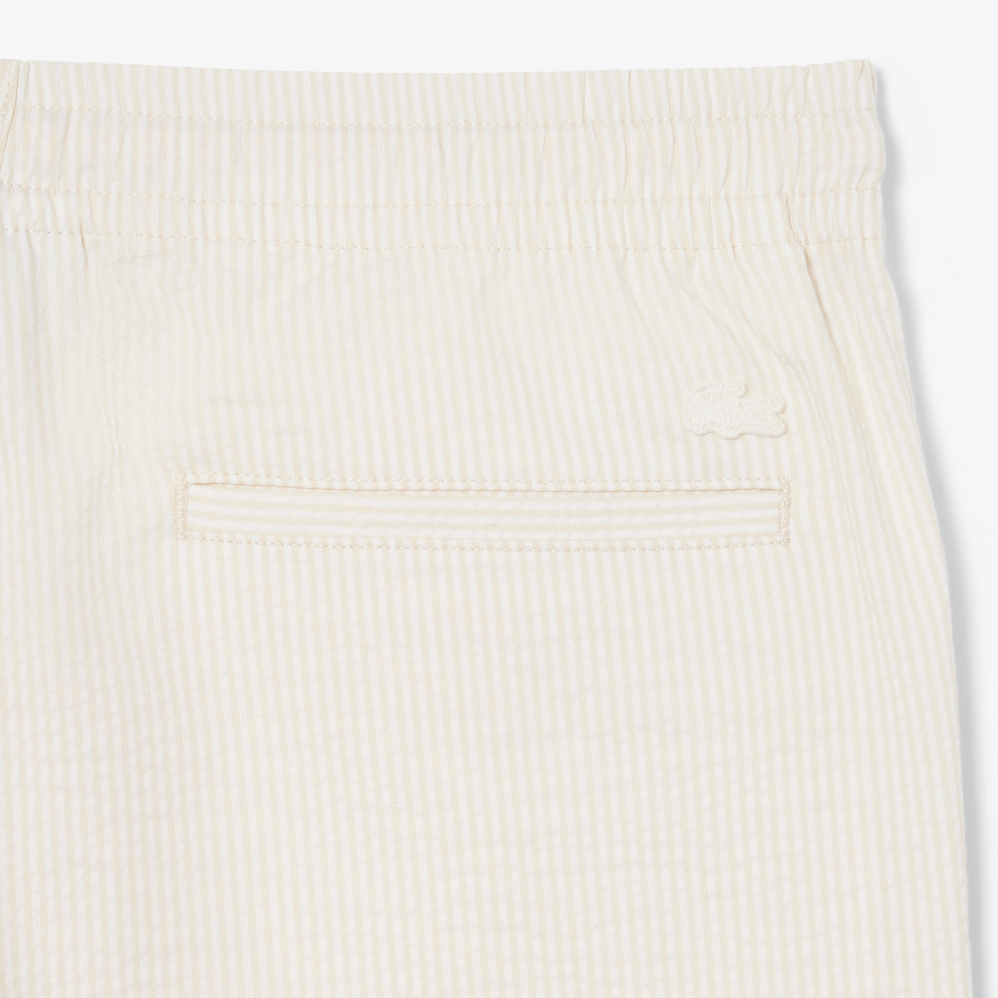 Erkek Relaxed Fit Çizgili Beyaz Şort