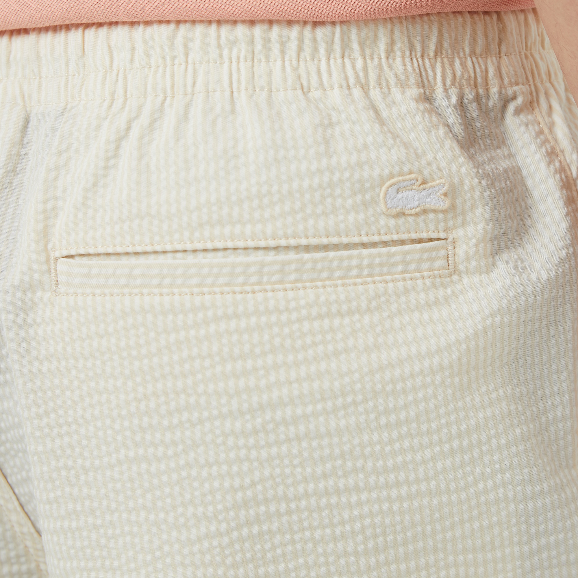 Erkek Relaxed Fit Çizgili Beyaz Şort