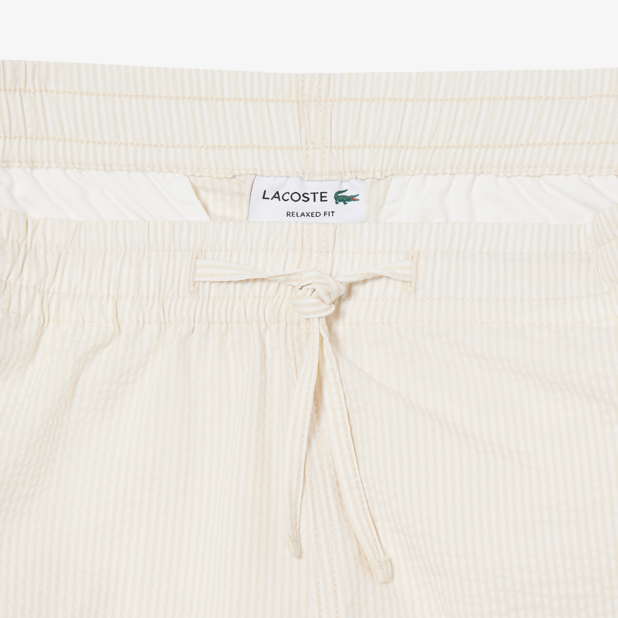 Lacoste Erkek Relaxed Fit Çizgili Beyaz Şort görsel 6
