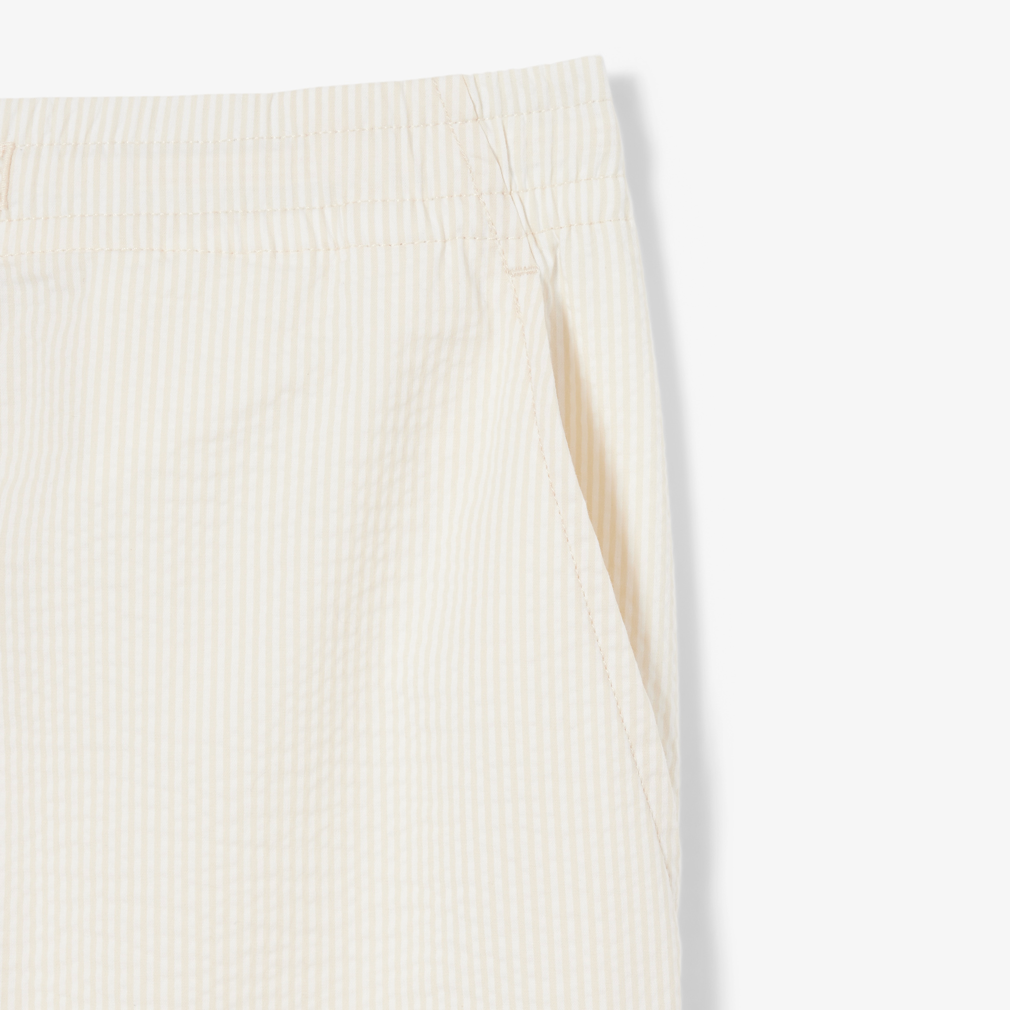 Erkek Relaxed Fit Çizgili Beyaz Şort