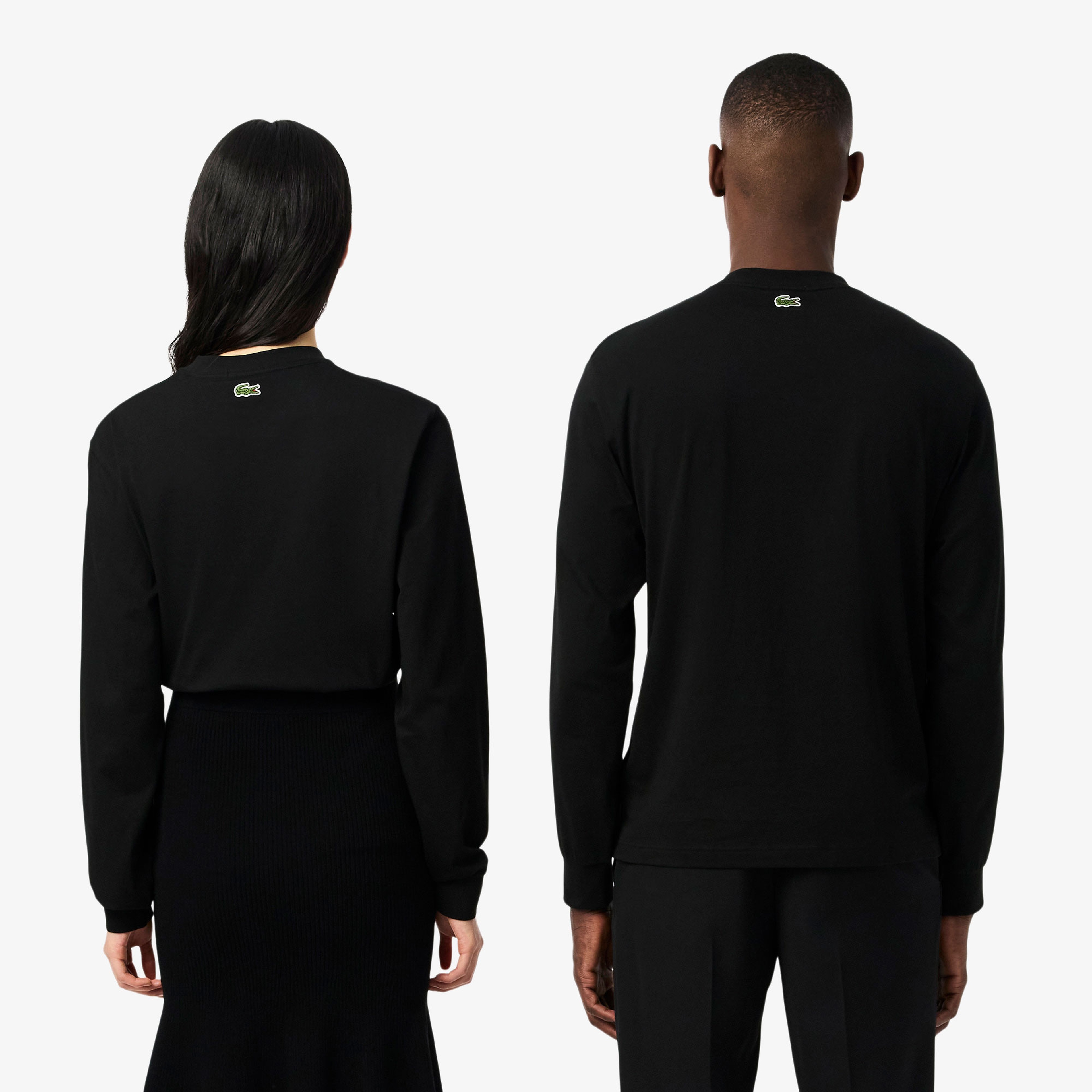 Unisex Classic Fit Uzun Kollu Bisiklet Yaka Baskılı Siyah T-Shirt Unisex Classic Fit Uzun Kollu Bisiklet Yaka Baskılı Siyah T-Shirt