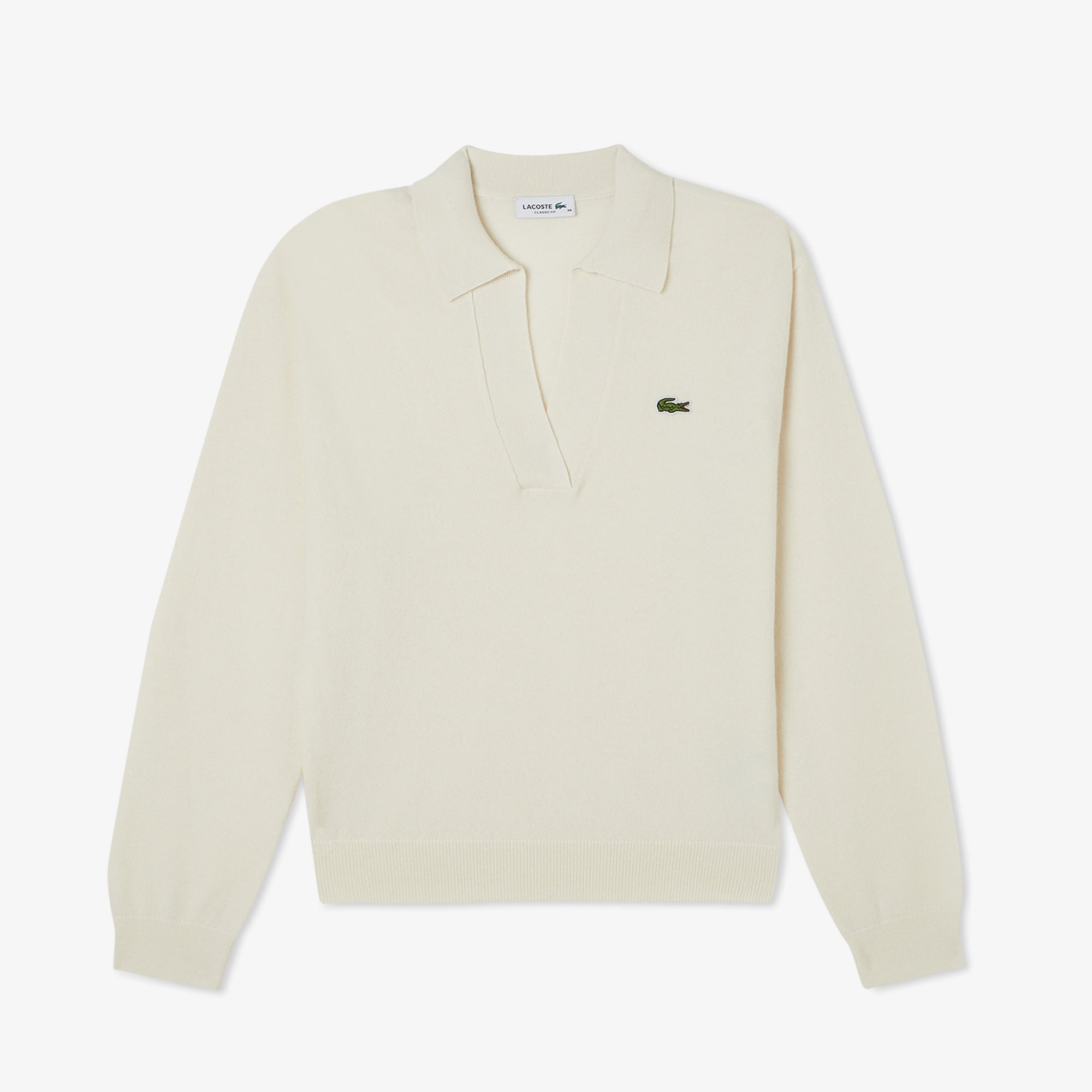 Kadın Classic Fit Polo Yaka Krem Kazak