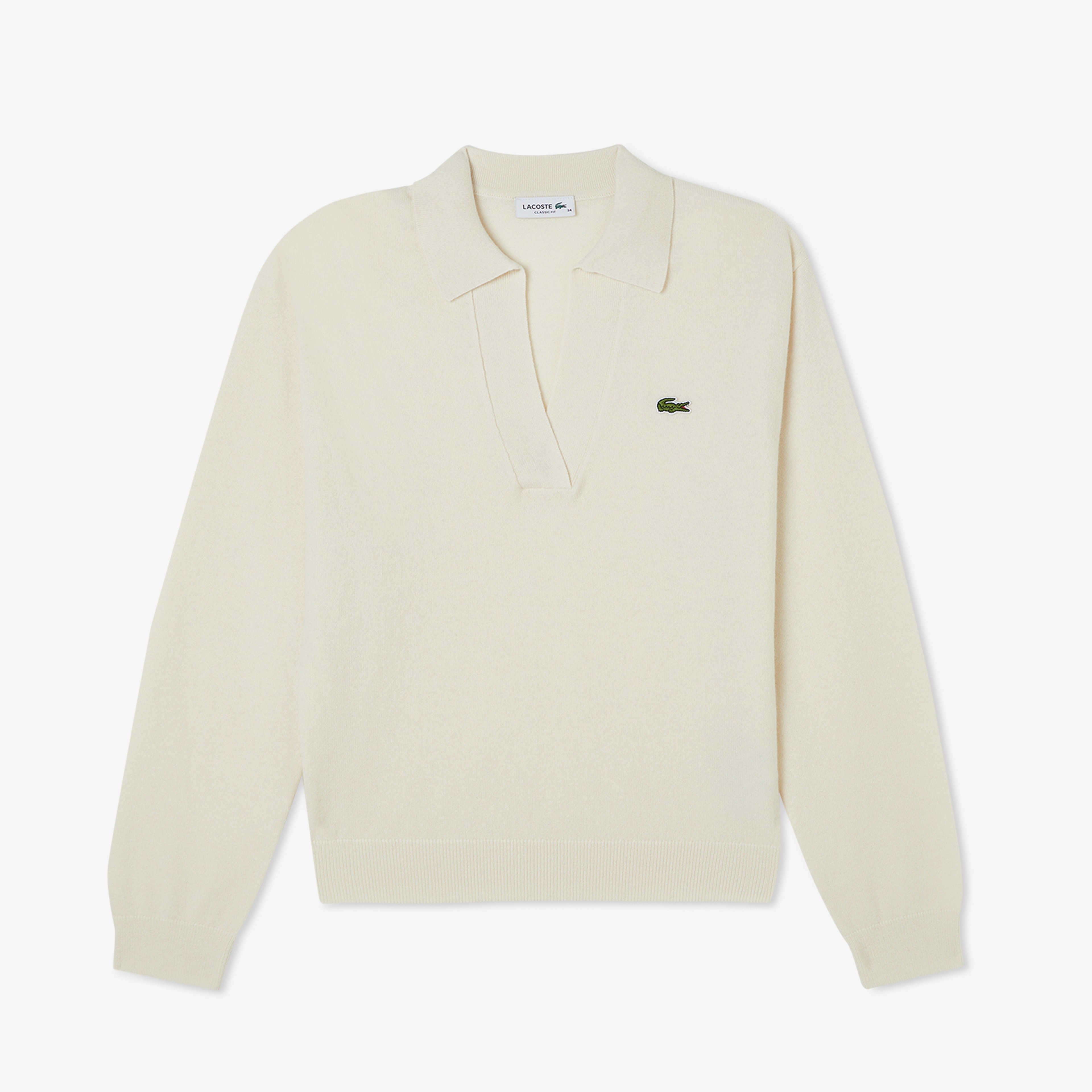 Kadın Classic Fit Polo Yaka Krem Kazak